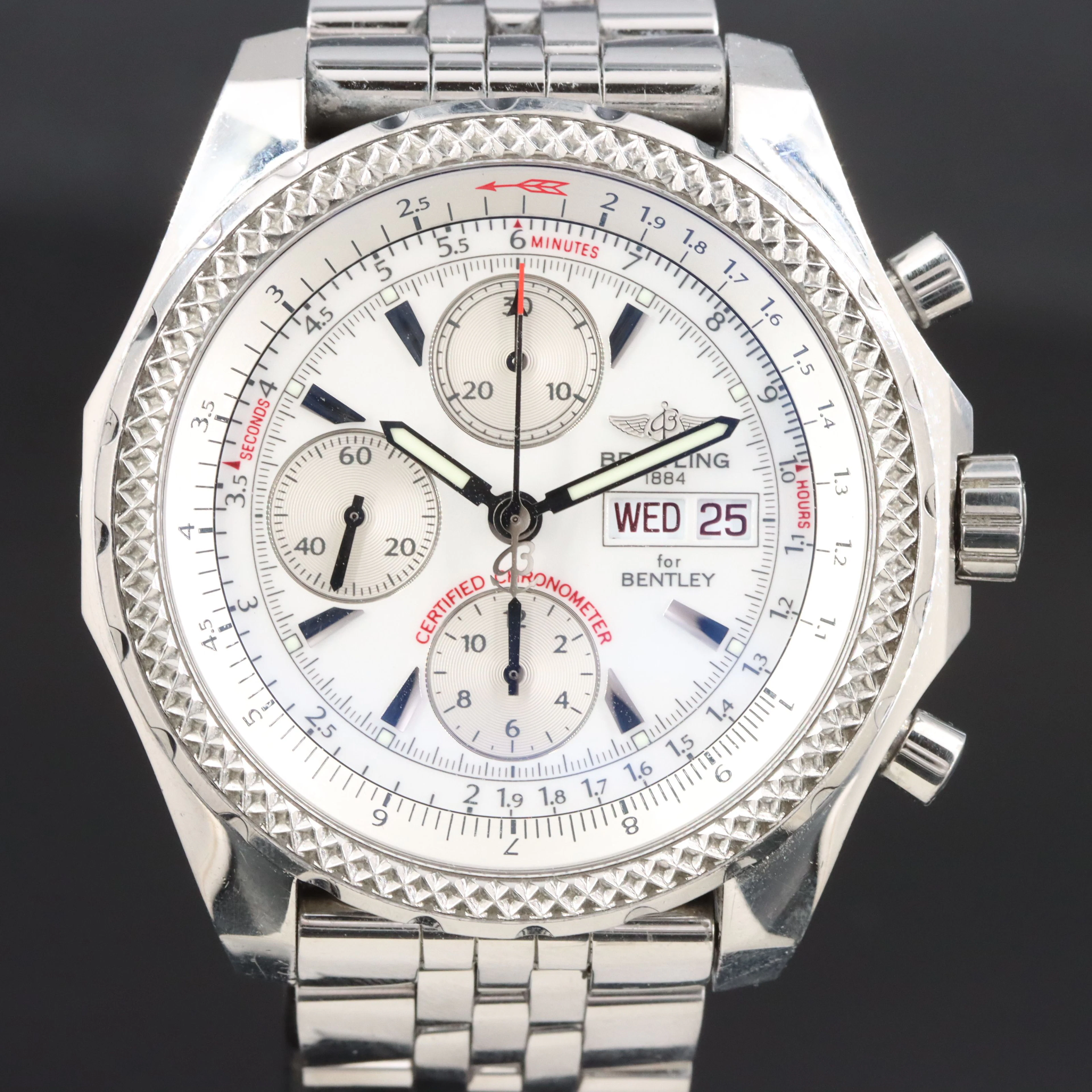 Breitling Bentley GT A13362 White Dial Day - Date Chronograph Watch