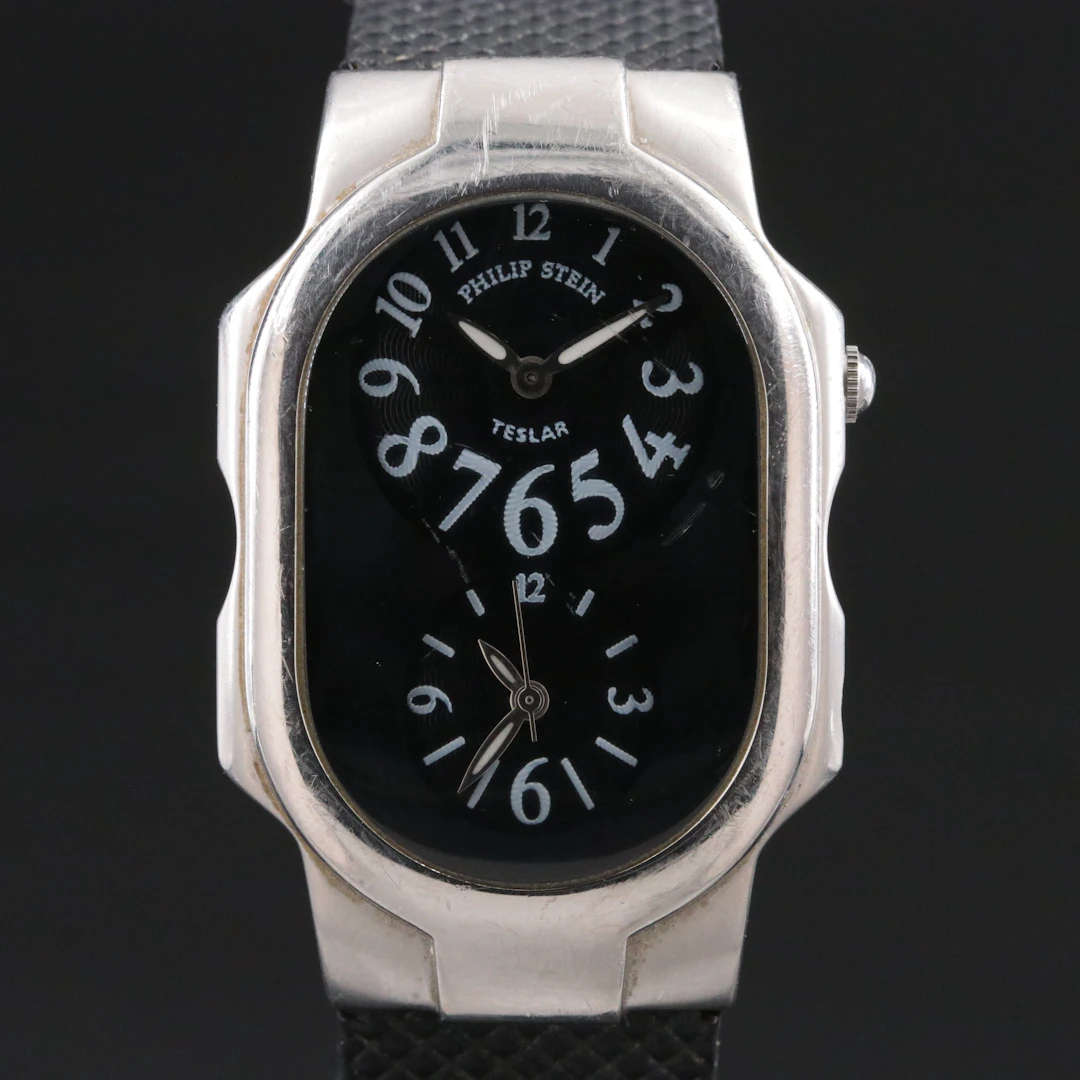Philip Stein Teslar Dual Time Stainless Steel Quartz Watch