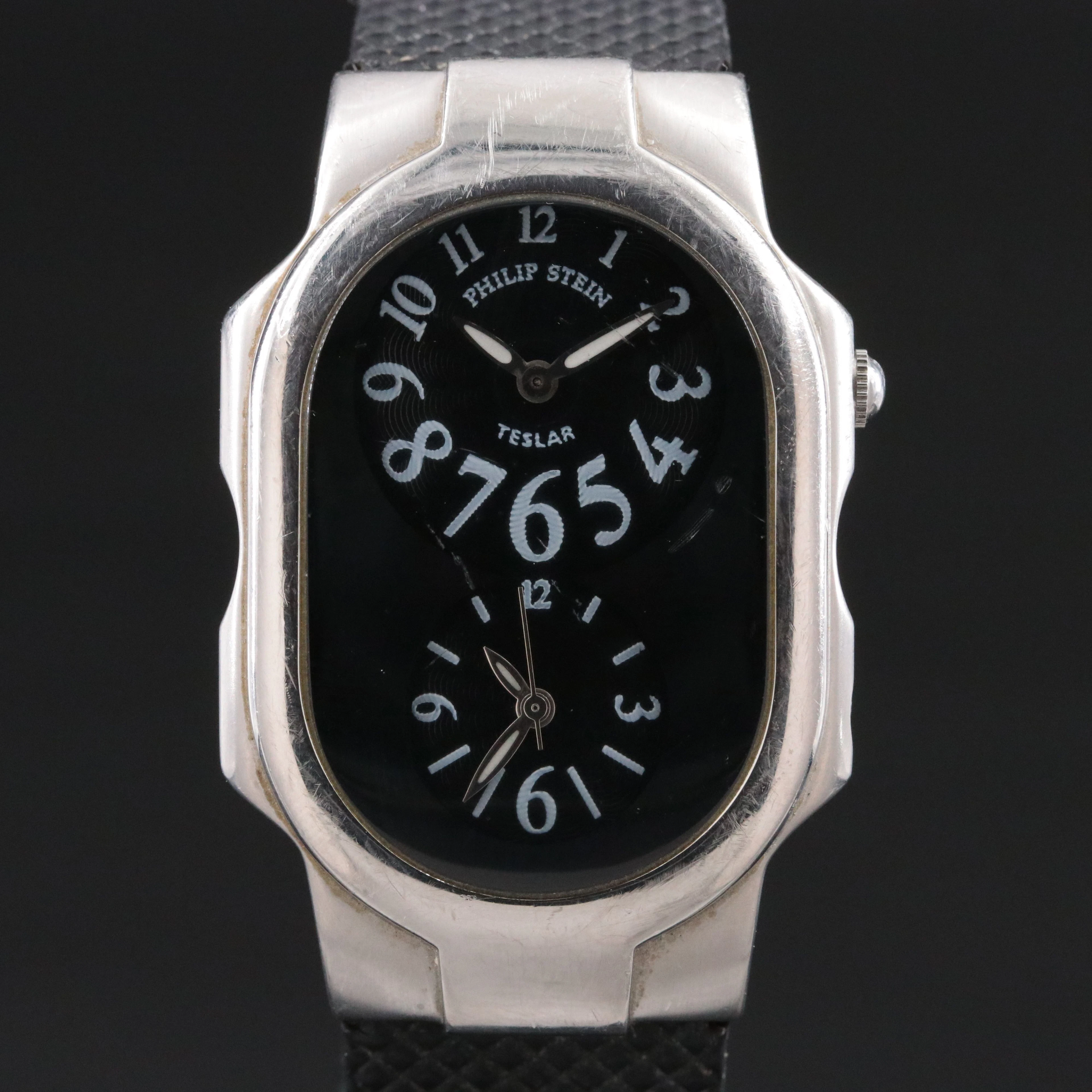 Philip Stein Teslar Dual Time Stainless Steel Quartz Watch