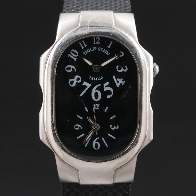 Philip Stein Teslar Dual Time Stainless Steel Quartz Watch
