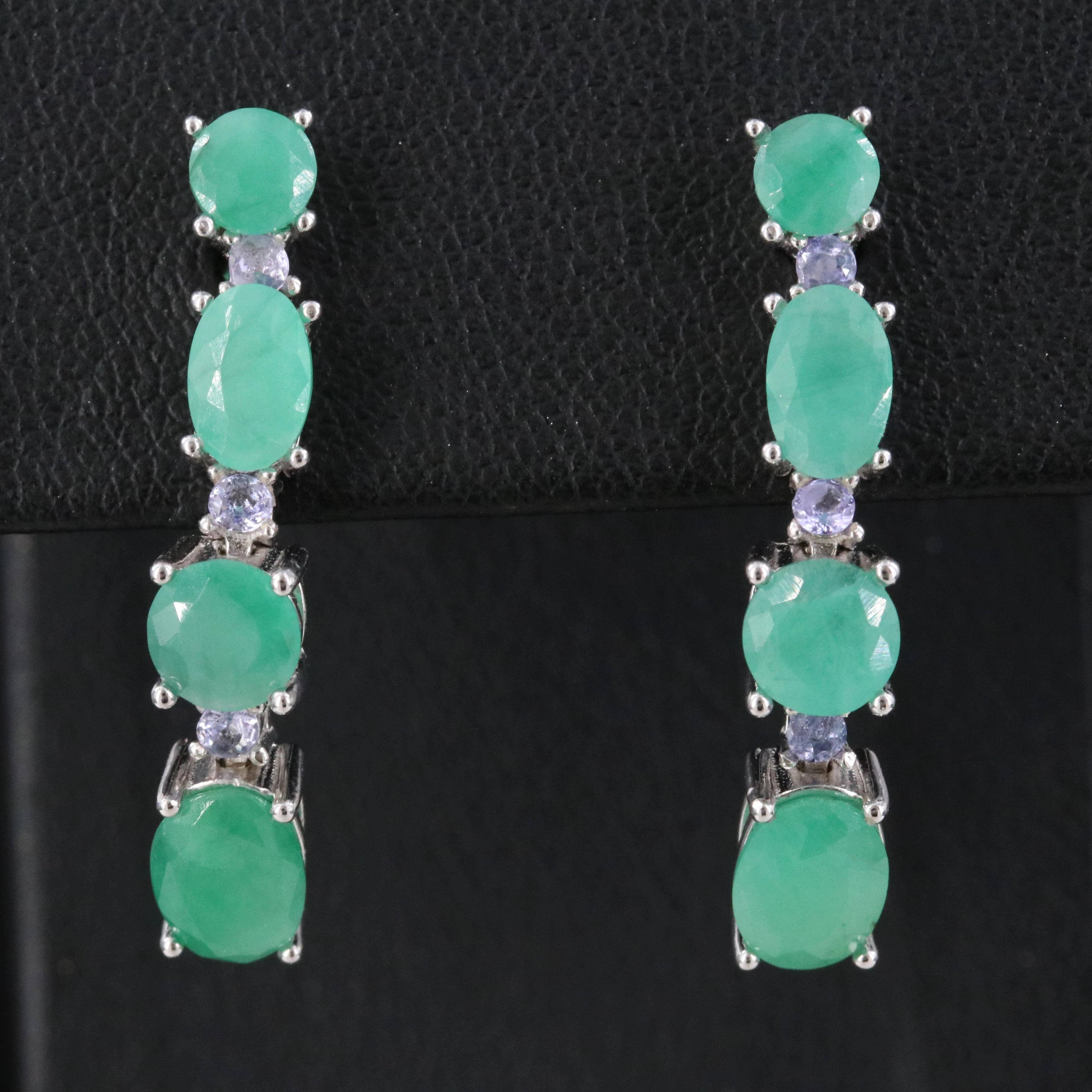 Sterling Emerald and Iolite Earrings