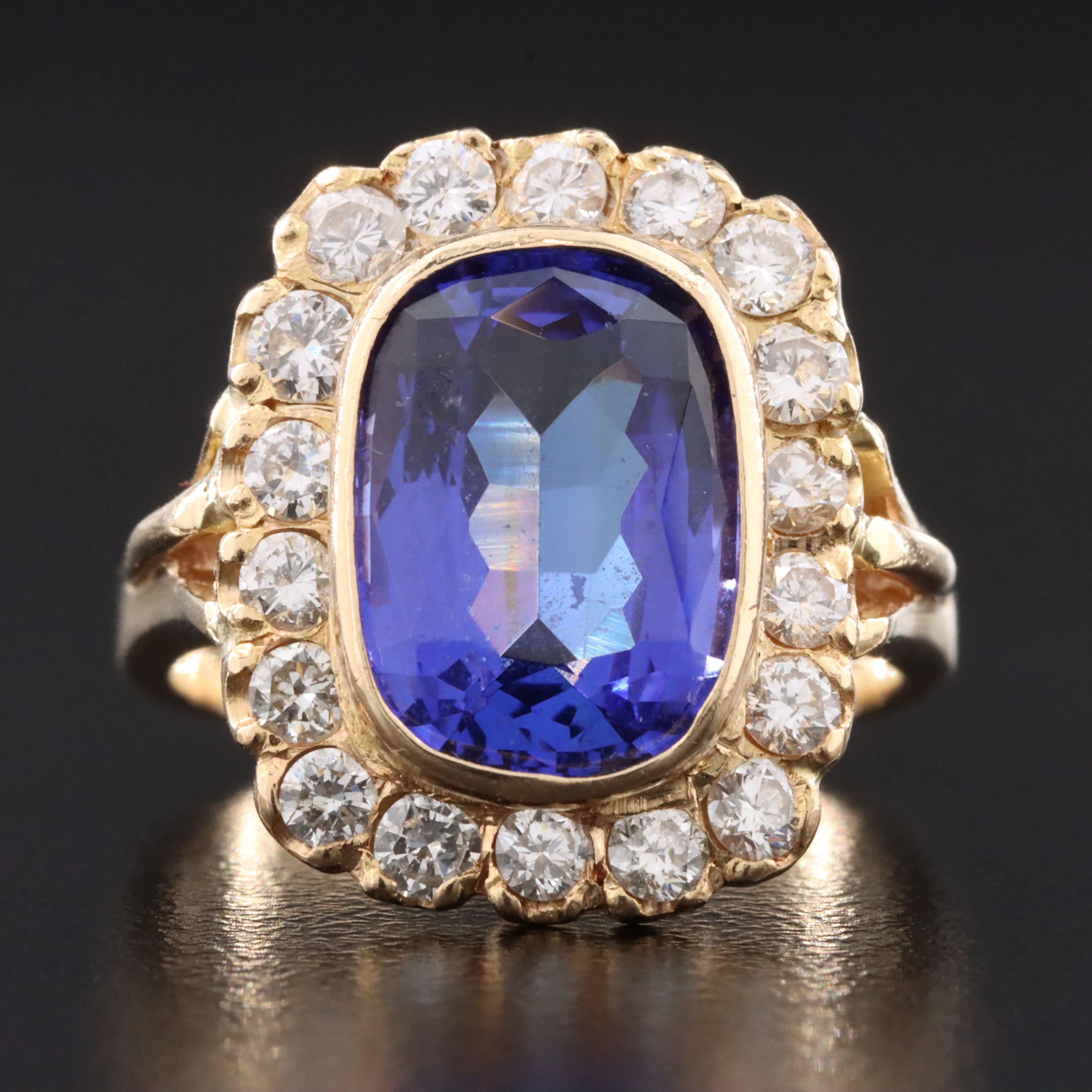 18K 4.50 CT Tanzanite and Diamond Ring