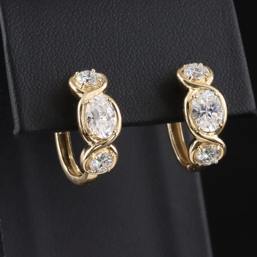 14K 2.50 CTW Lab Grown Diamond Huggie Hoops with IGI Report