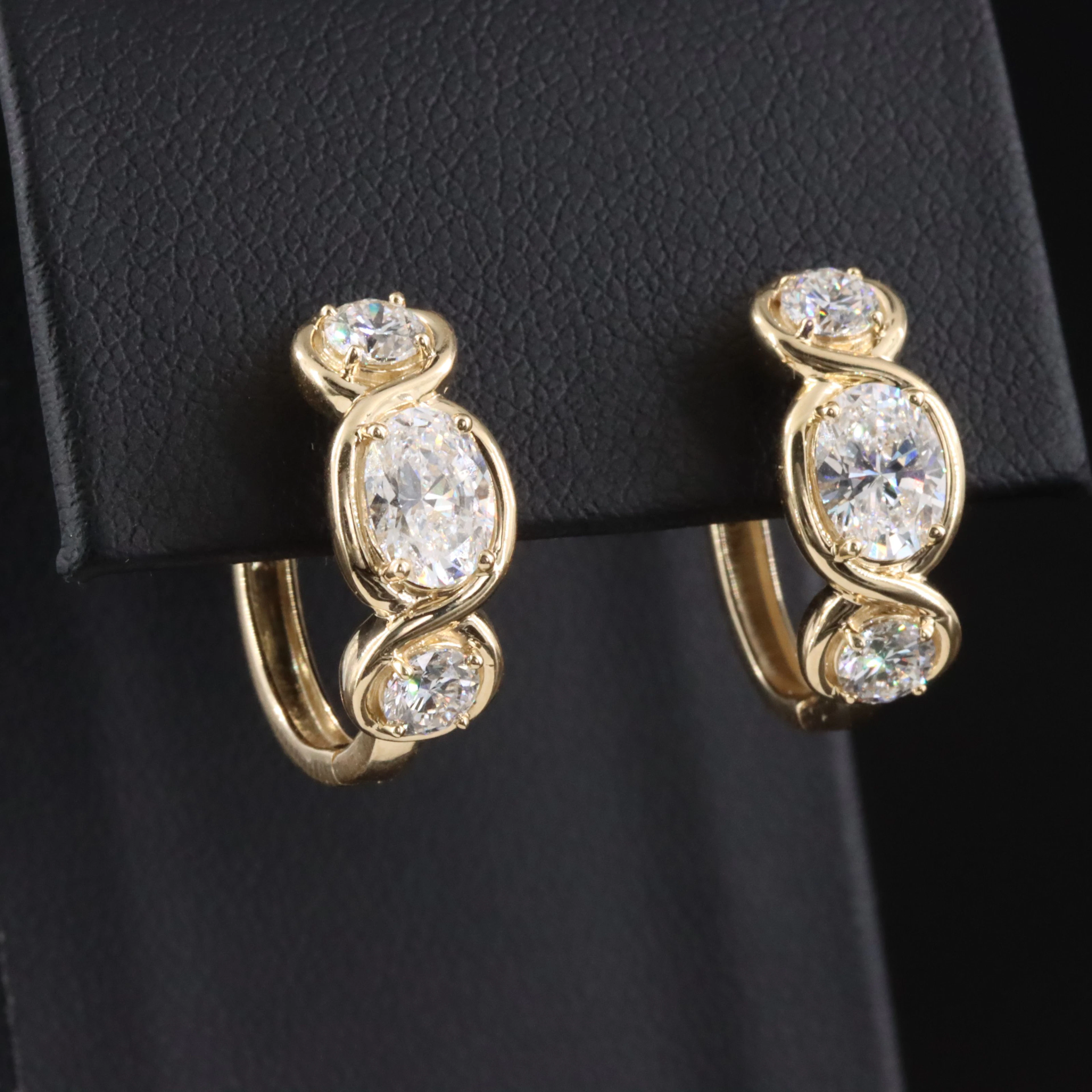 14K 2.50 CTW Lab Grown Diamond Huggie Hoops with IGI Report