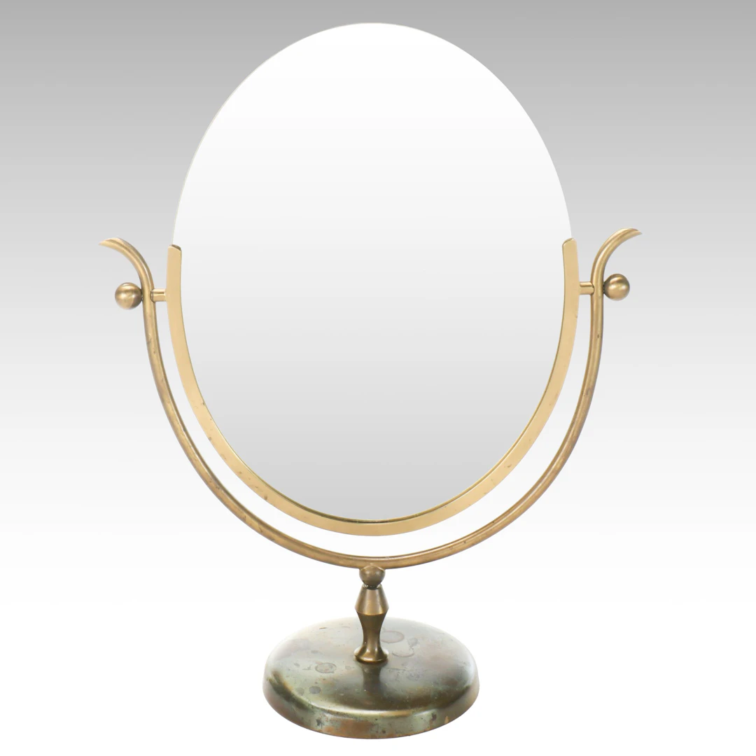 Double-Sided Oval Tabletop Vanity Mirror, Vintage