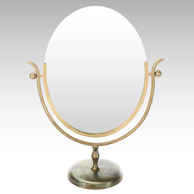 Double-Sided Oval Tabletop Vanity Mirror, Vintage