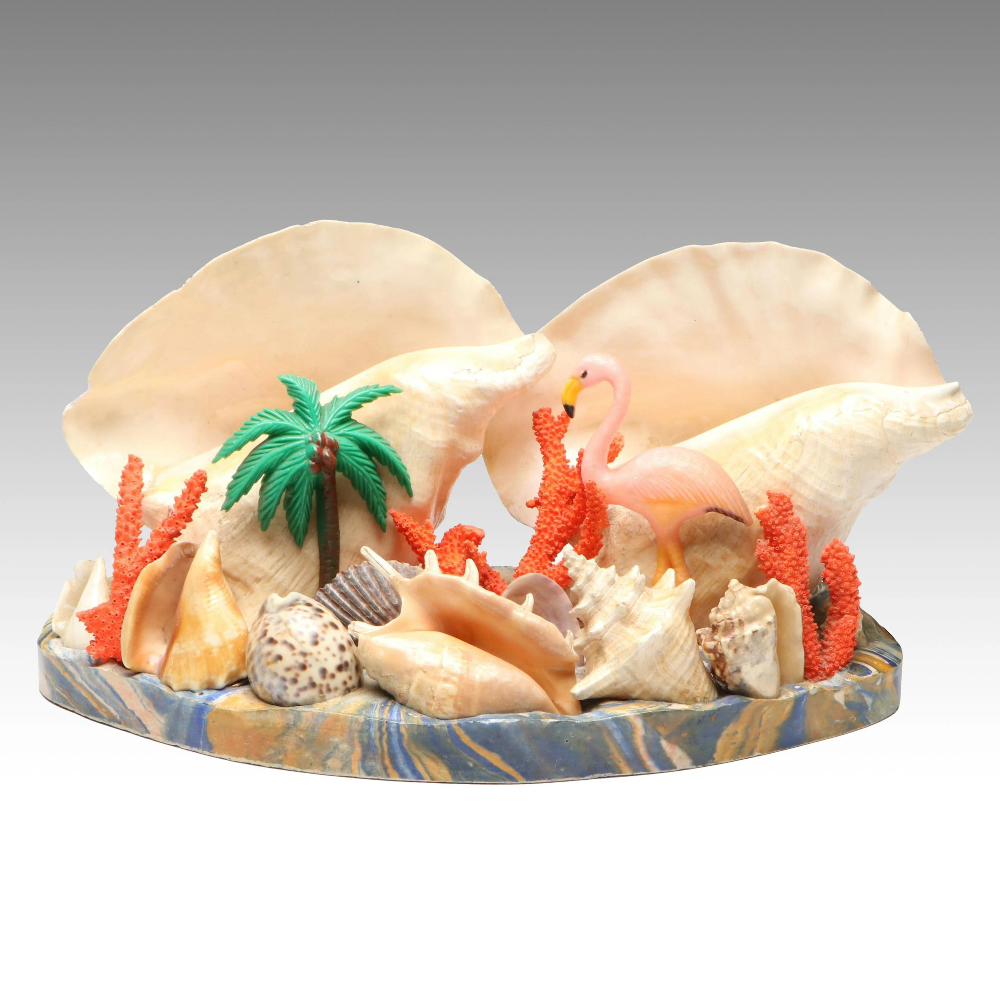 Handcrafted Novelty Conch Shell Accent Lamp, Mid to Late 20th Century