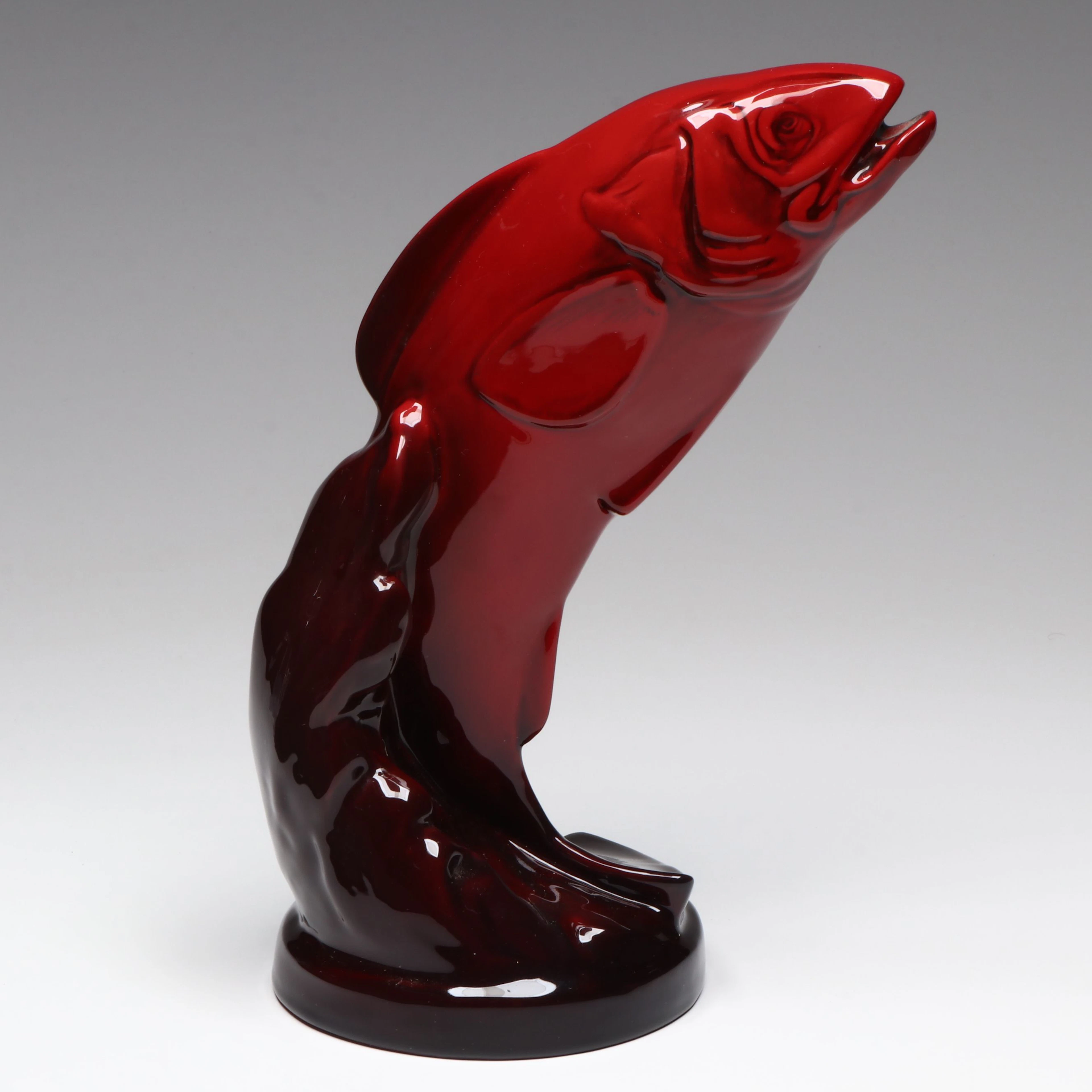 Royal Doulton "Leaping Salmon" Flambé Figurine Designed by Charles Noke