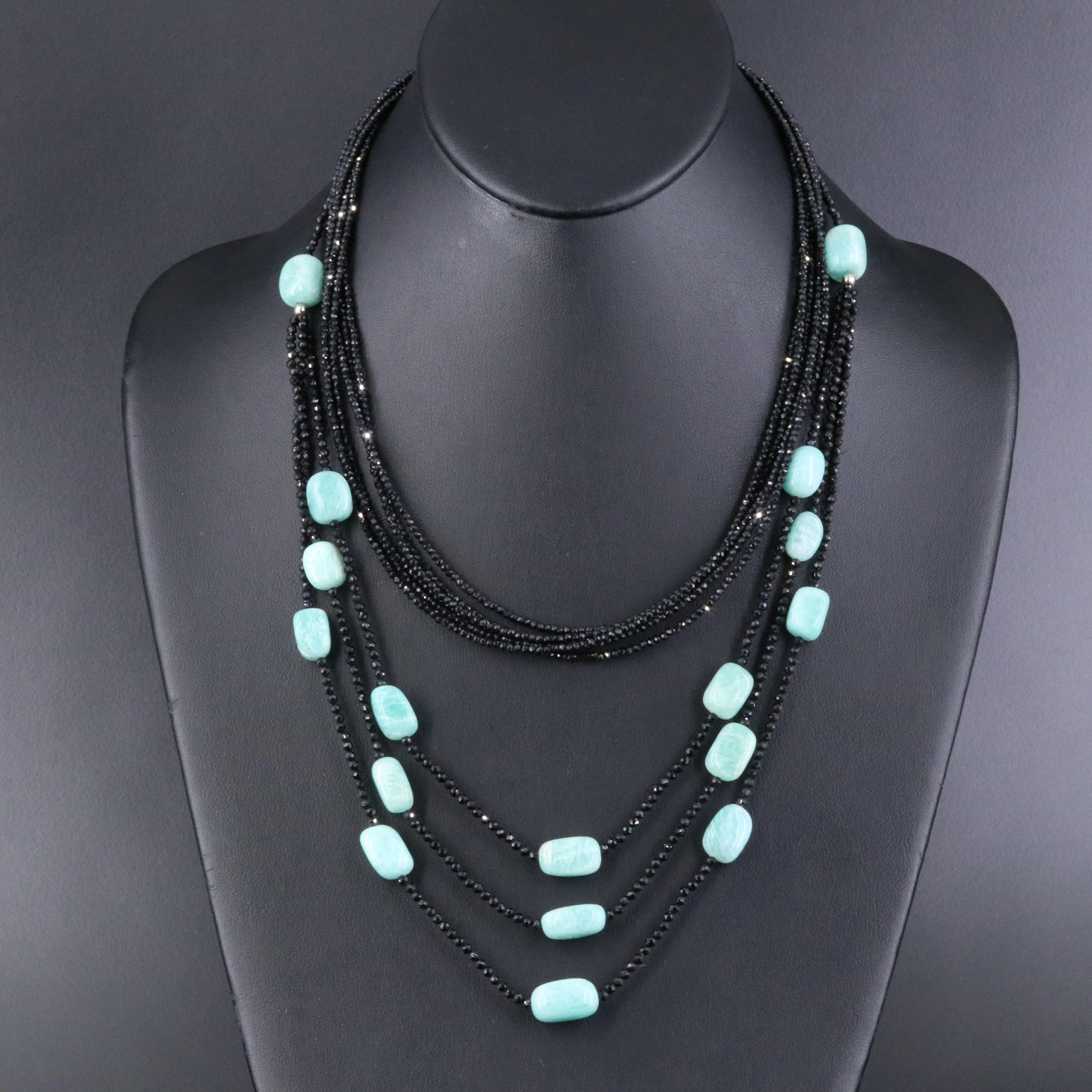 Amazonite and CZ Tiered Necklaces