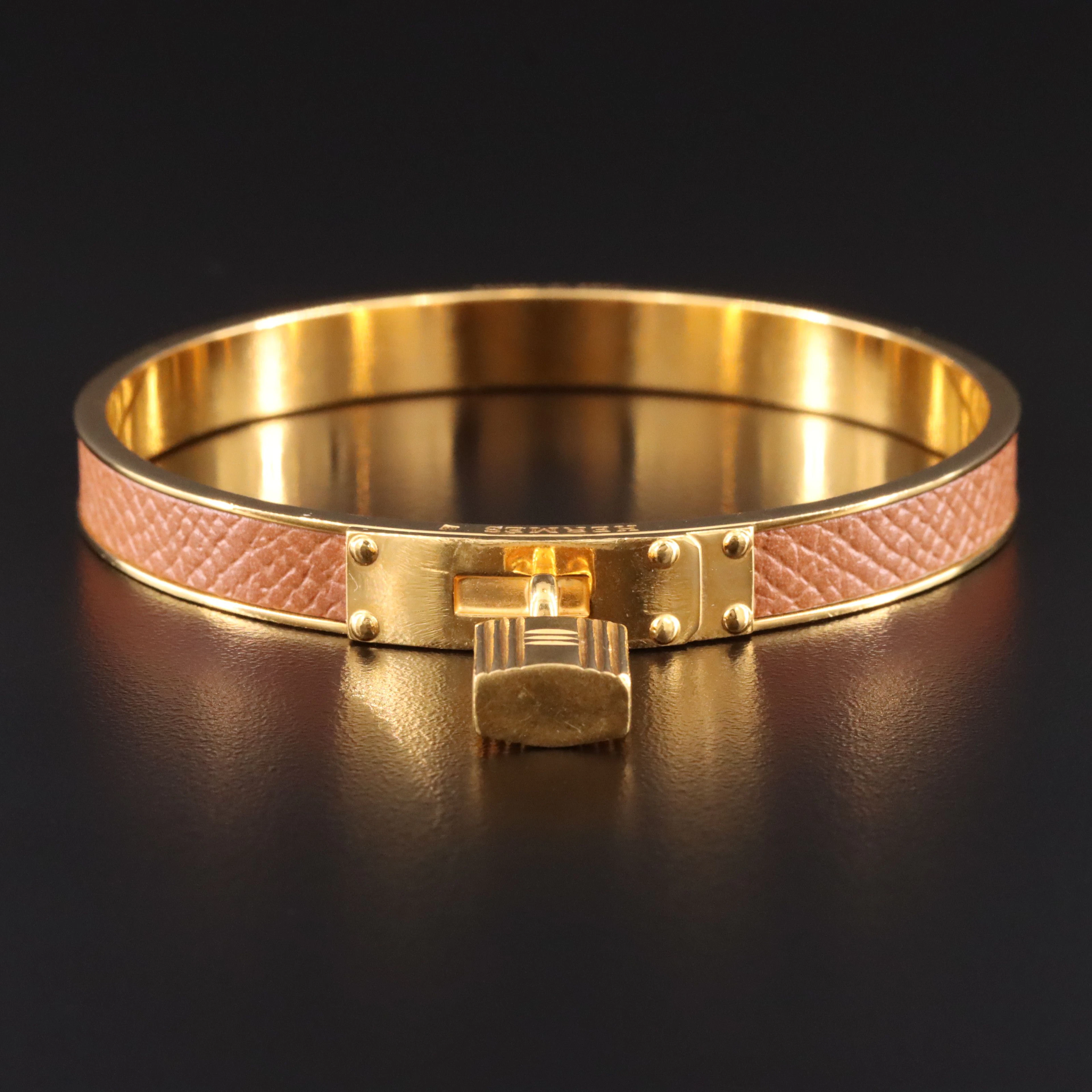 Hermès Leather Kelly Leather Cadena H Lock Bangle