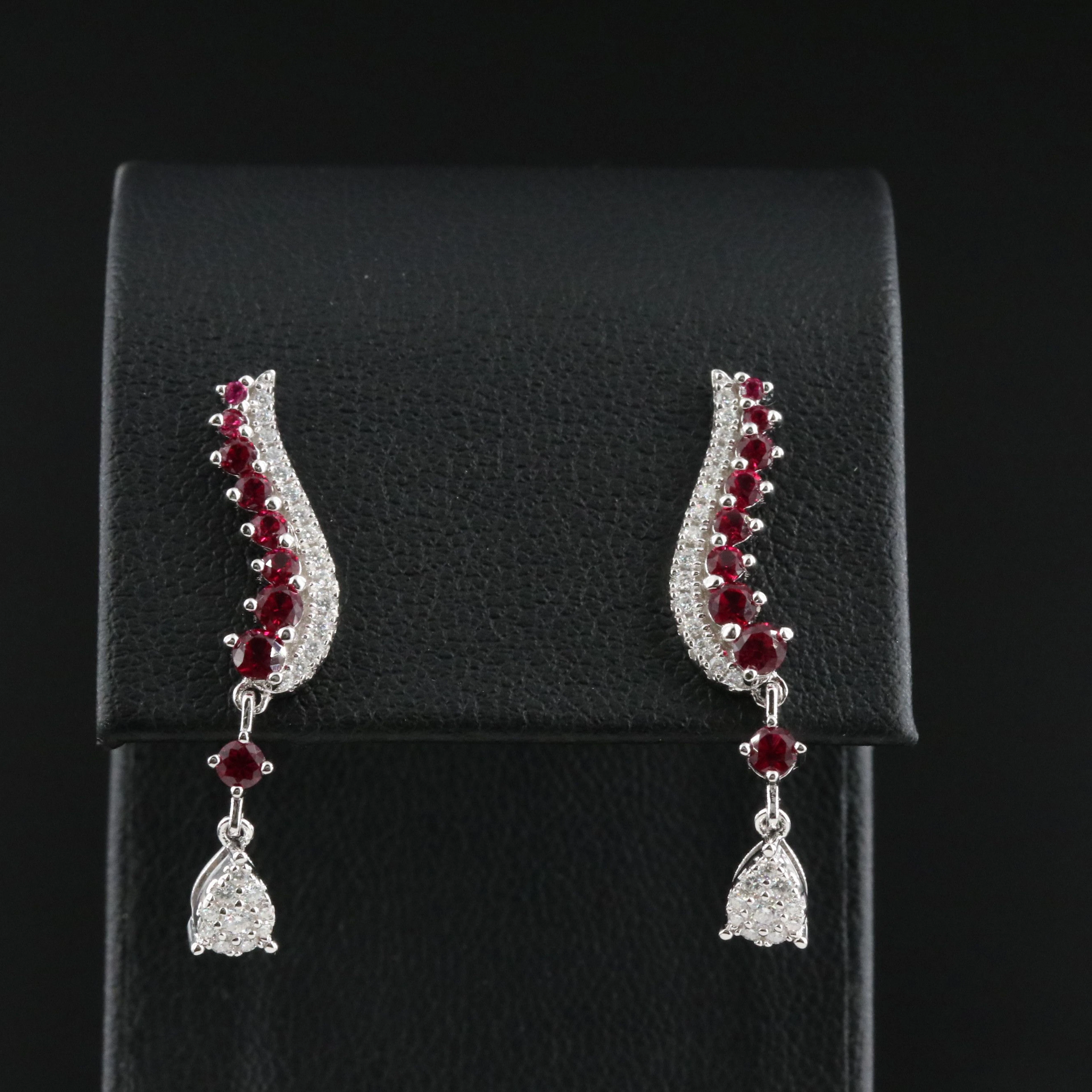 Sterling Ruby and Moissanite Earrings