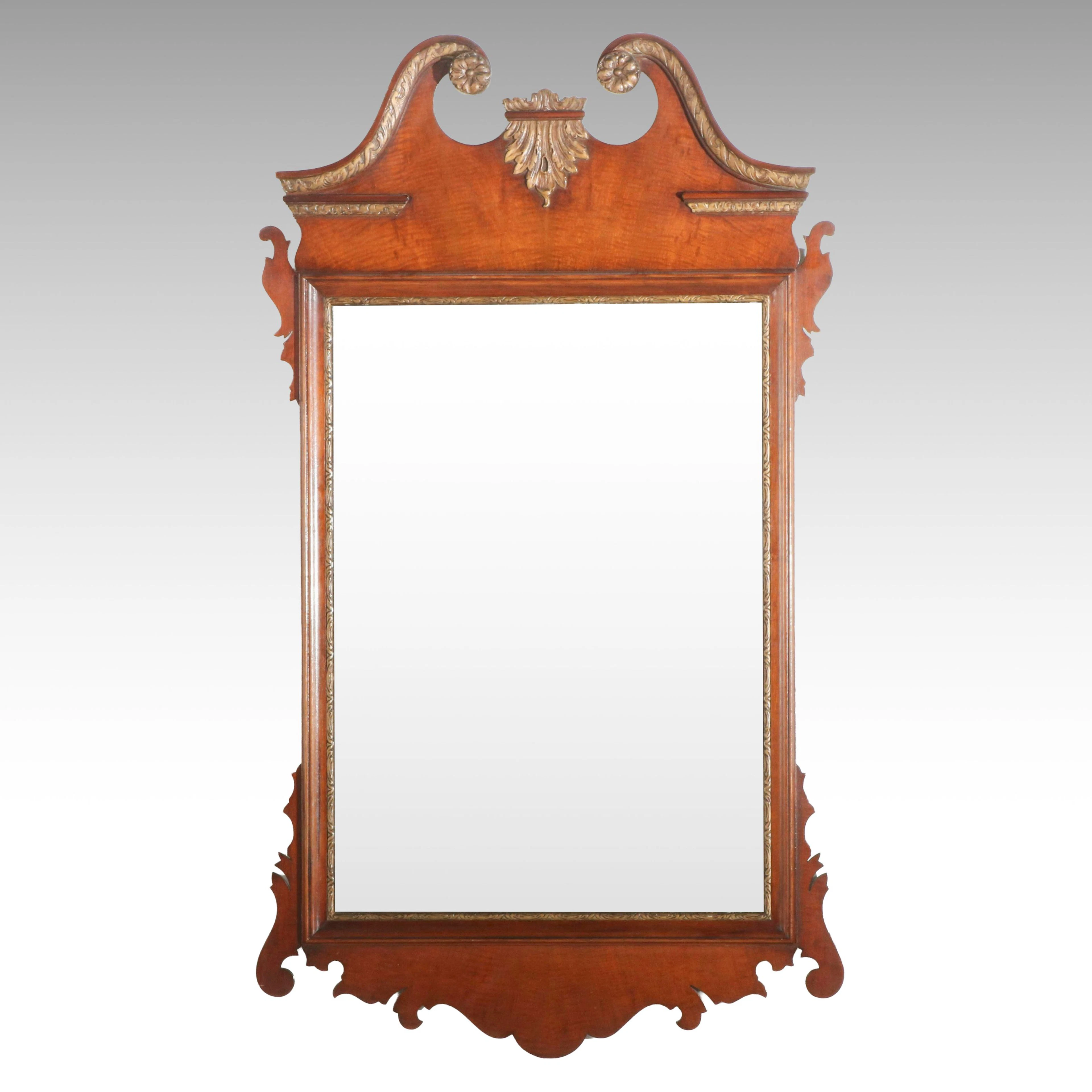 Kindel Chippendale Style Mahogany and Parcel Gilt Mirror