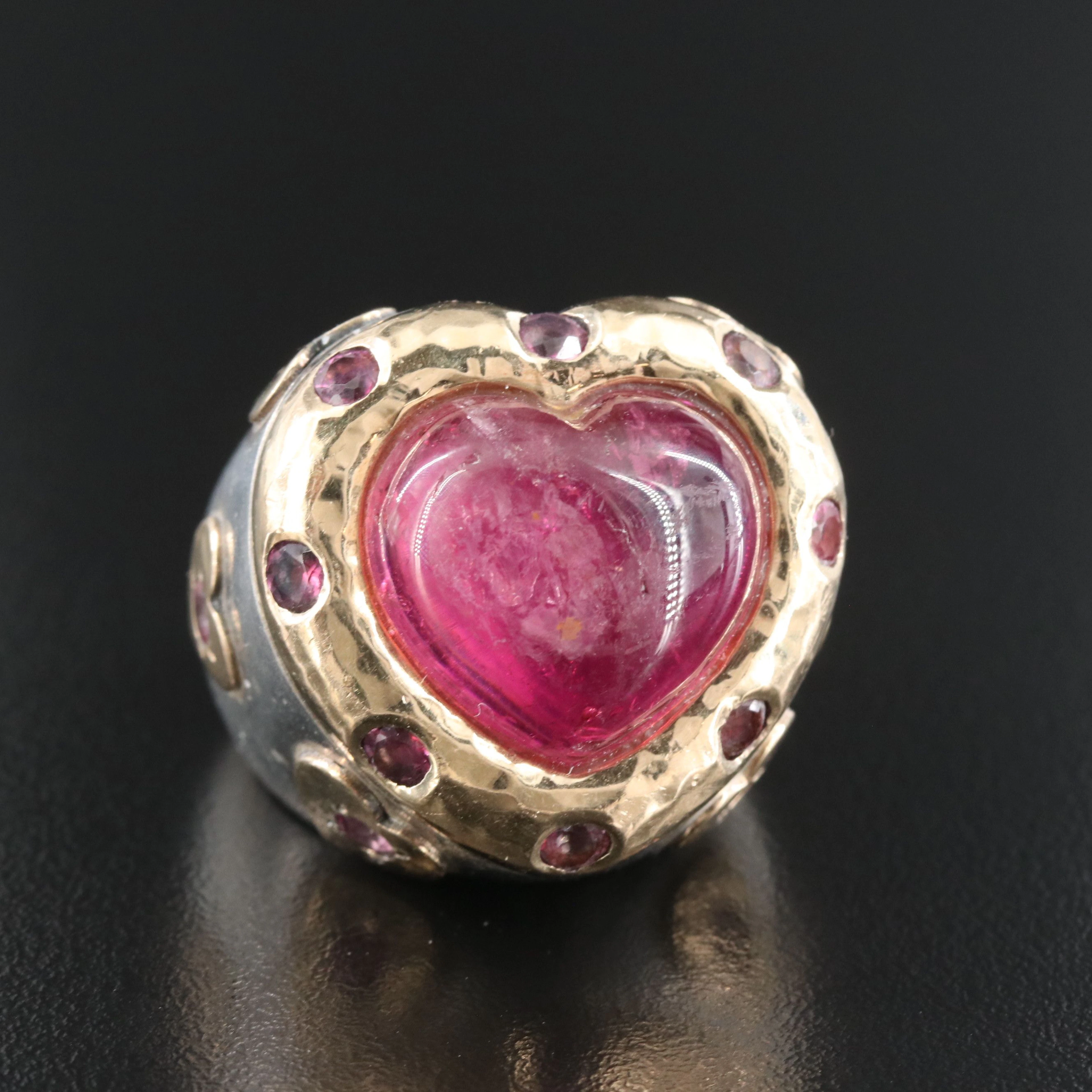 Dian Malouf Sterling Tourmaline Heart Ring with 14K Accents