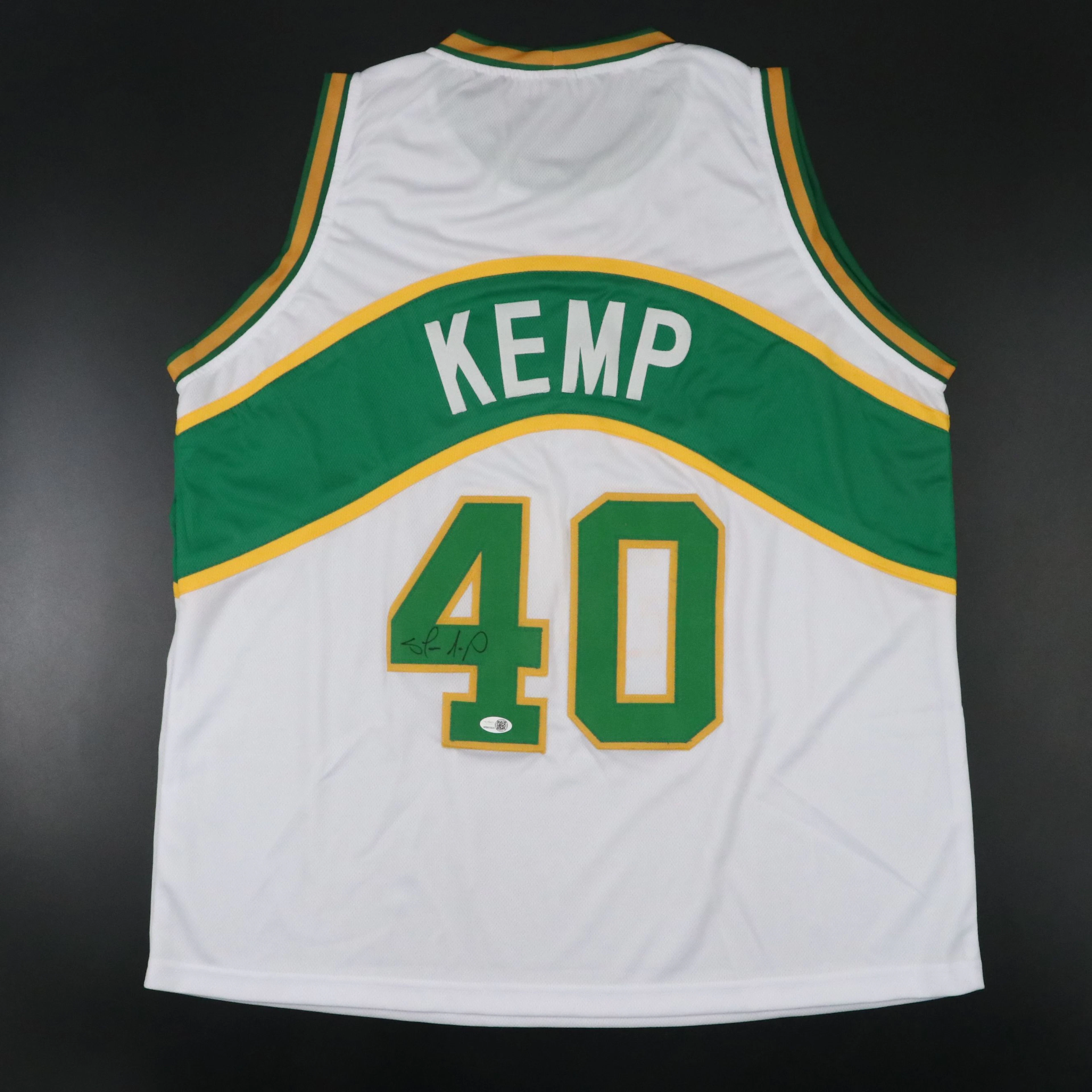 Shawn Kemp Signed Seattle Supersonics Basketball Jersey, JSA