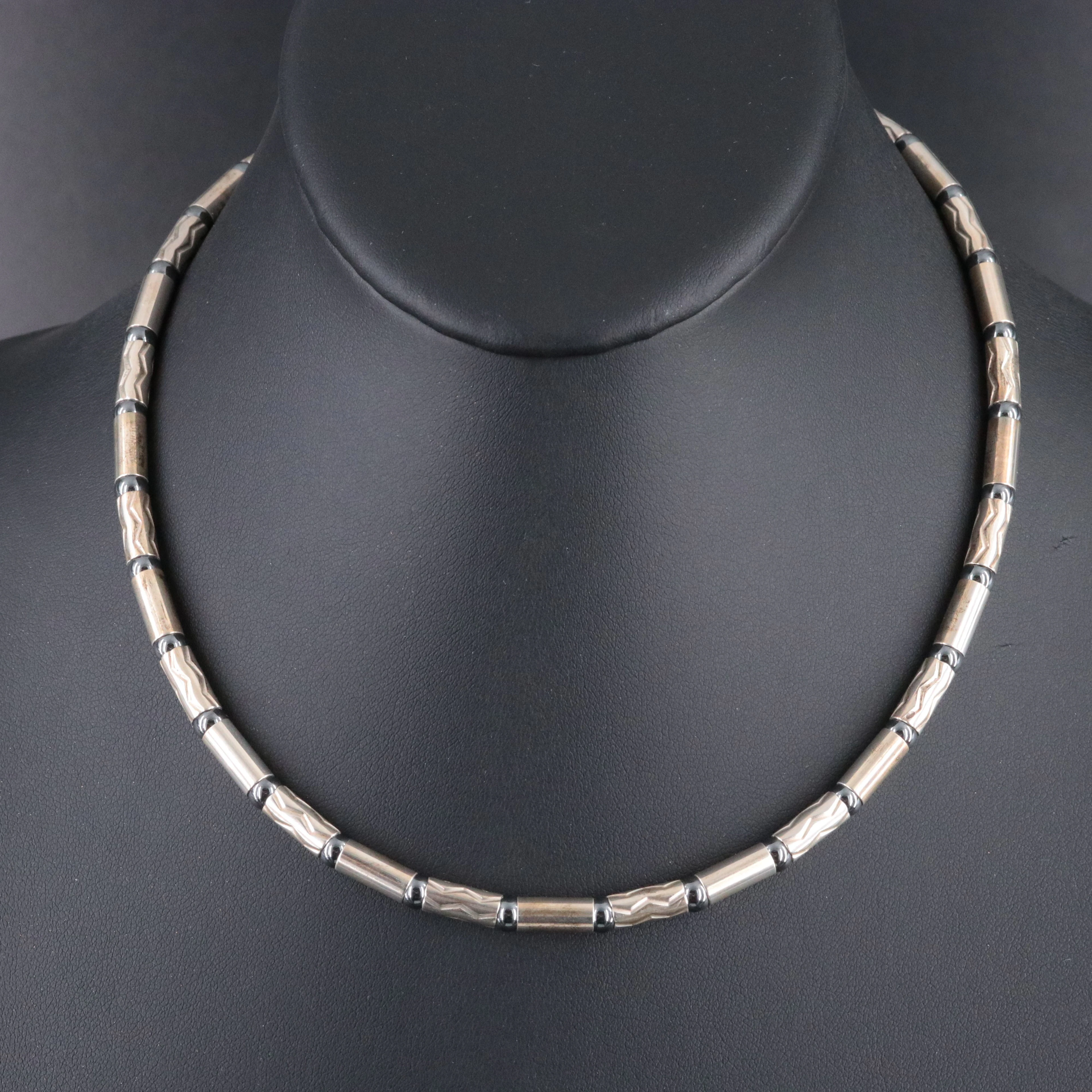 Tiffany & Co. Aztec Zig Zag Sterling Hematite Necklace