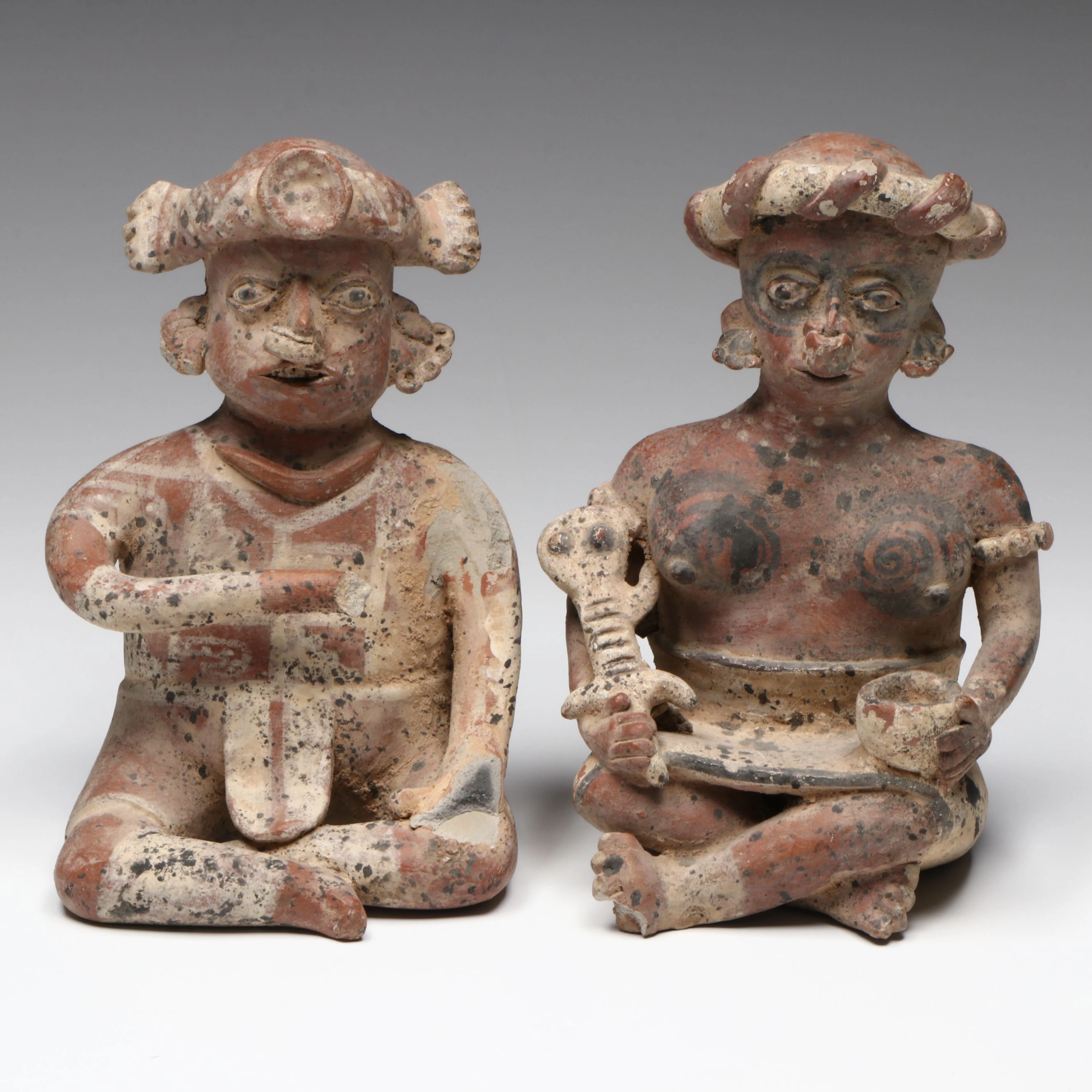 Pre-Columbian Nayarit Style Seated Male and Female Couple