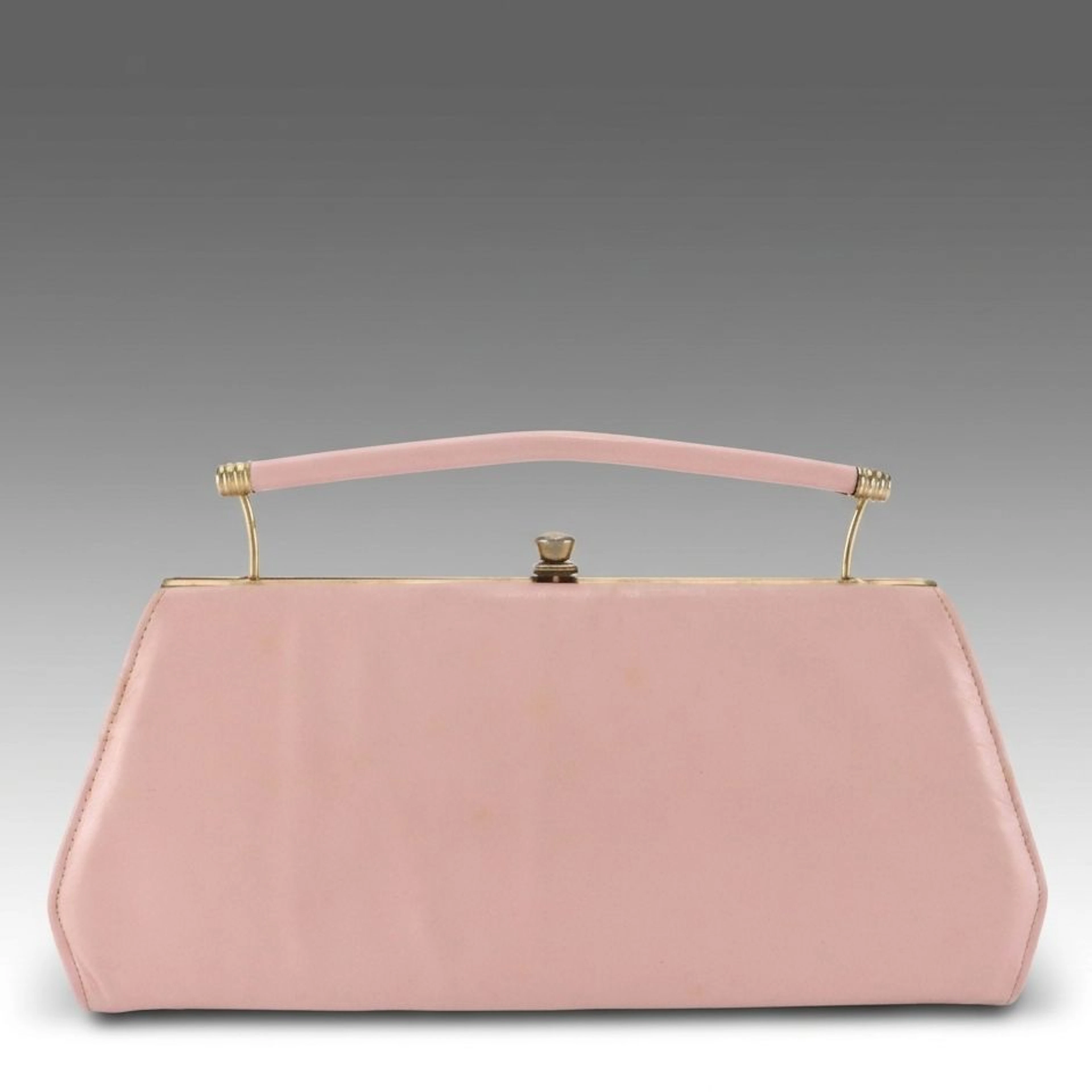 Vintage Town & Country Shoes Pink Vinyl Convertible Framed Clutch