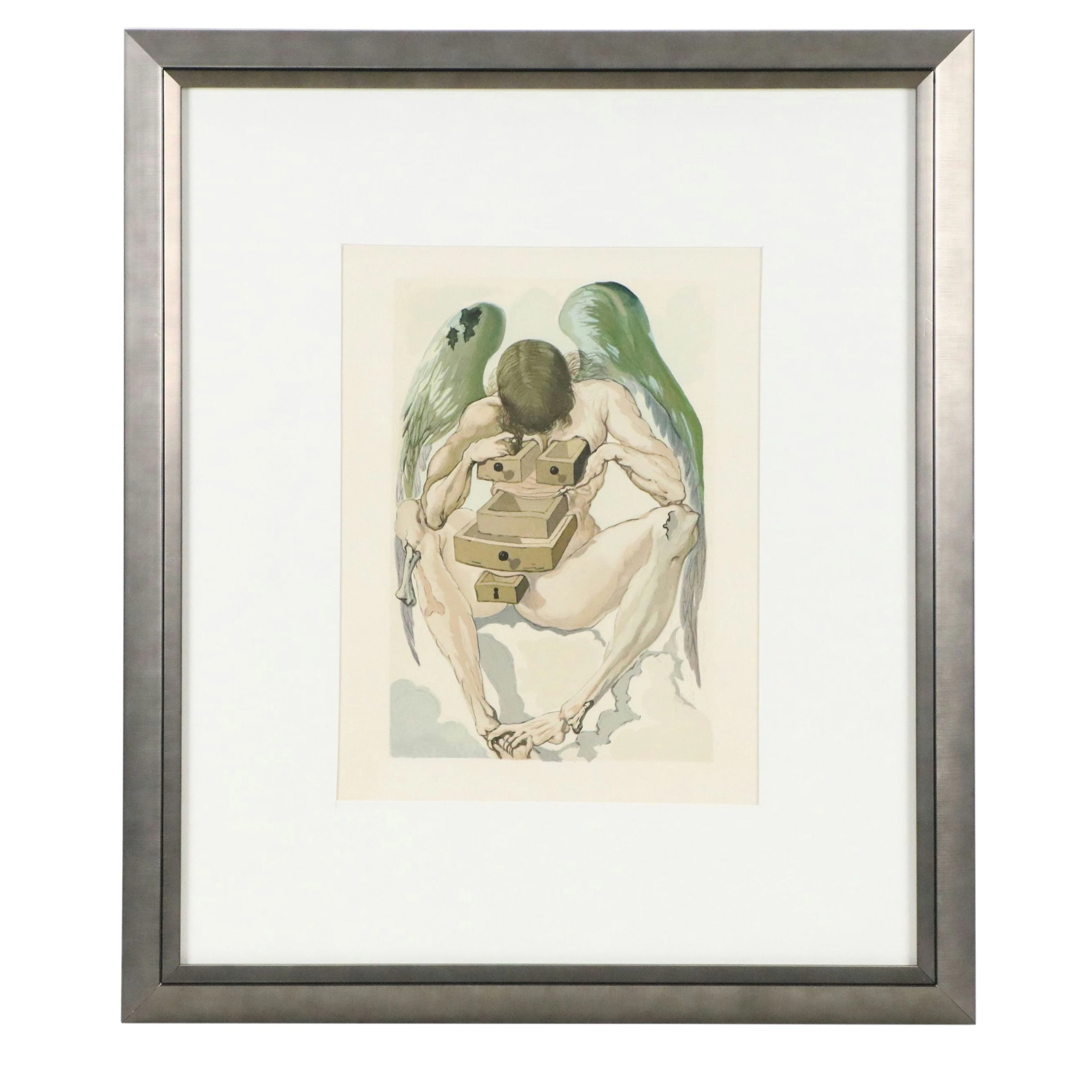 Salvador Dalí Italian Edition Wood Engraving "The Fallen Angel," 1960-64