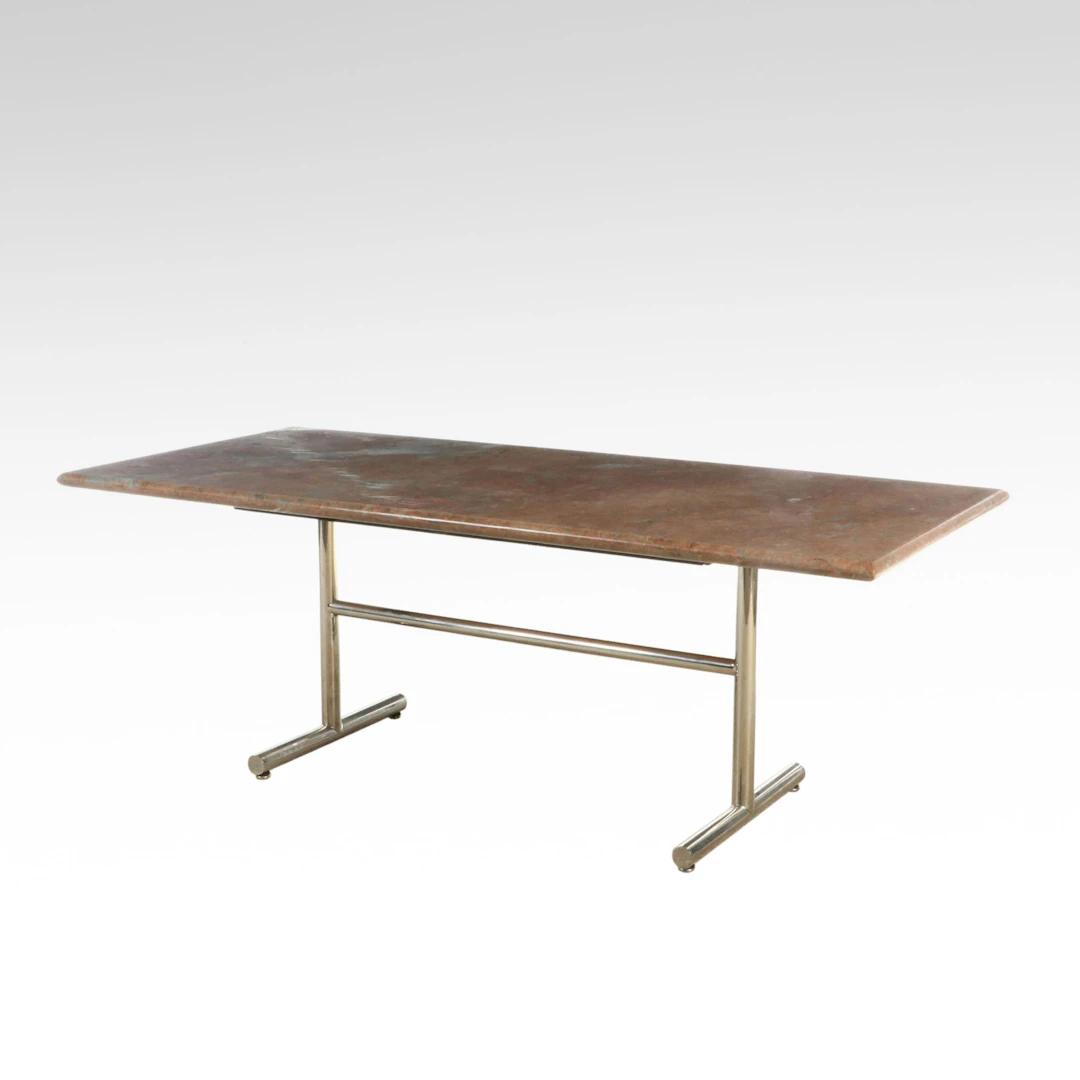 Postmodern Style Chrome Marble Top Table