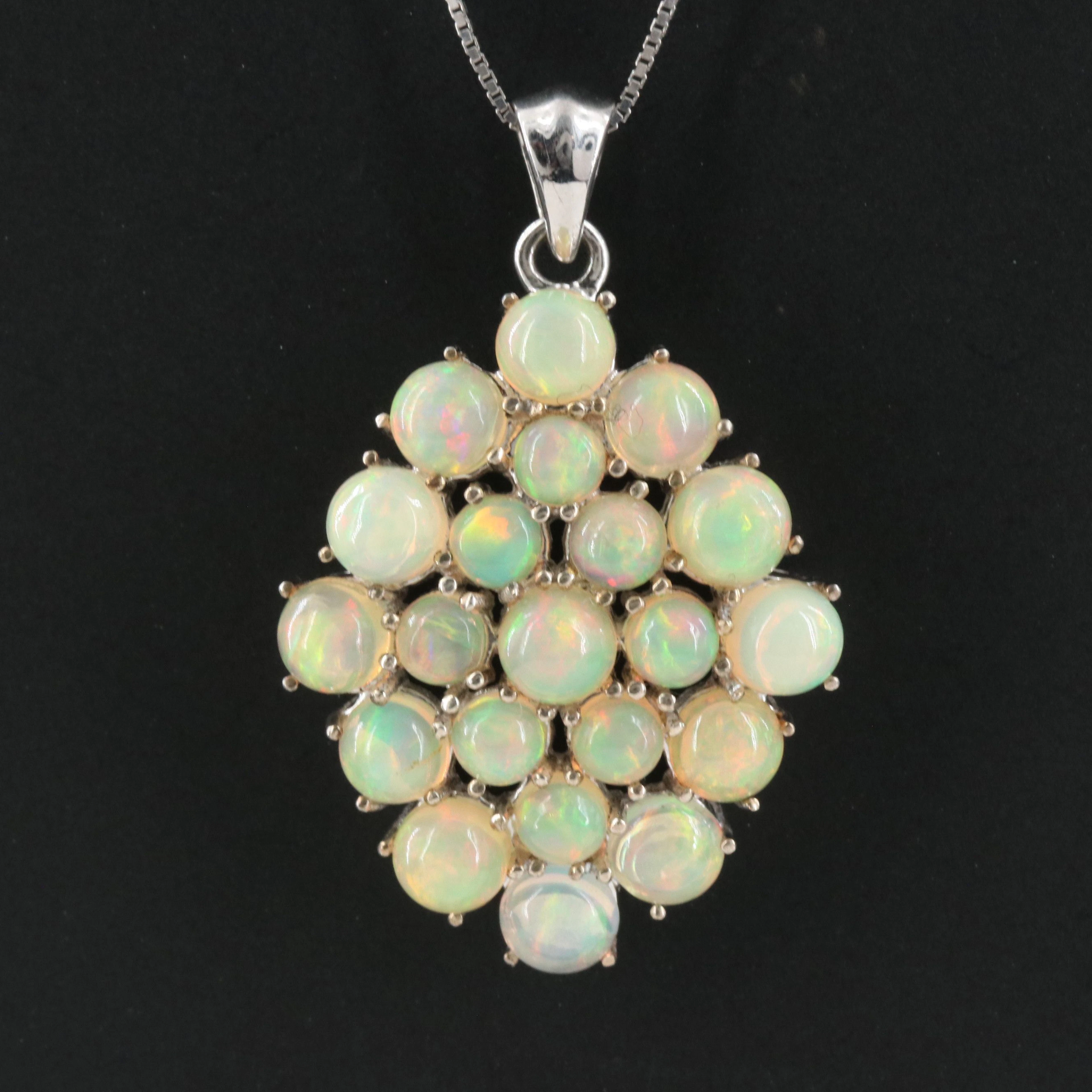 Sterling Opal Pendant Necklace