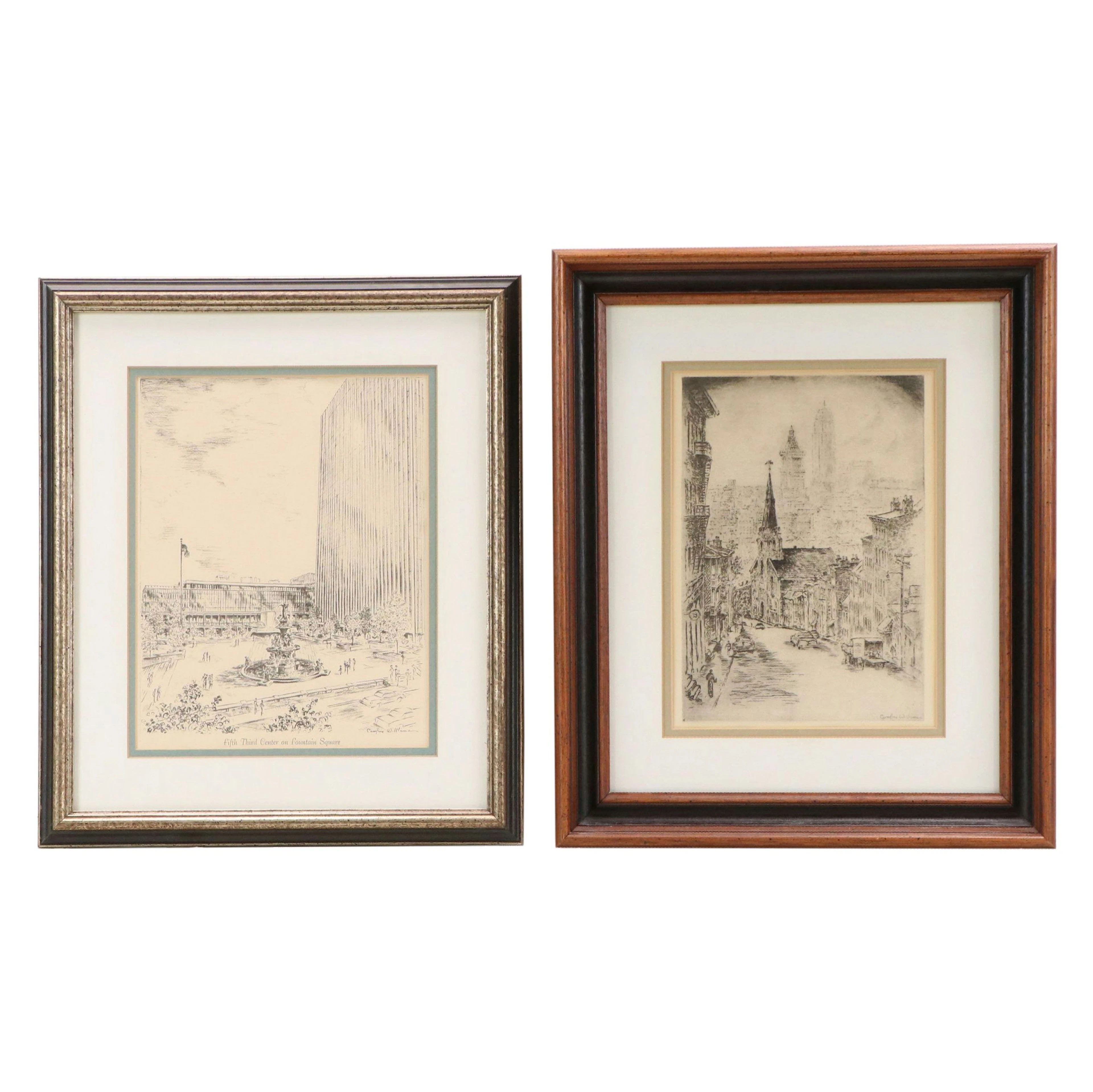Halftone Prints After Caroline Williams of Cincinnati Cityscapes, 20th Century