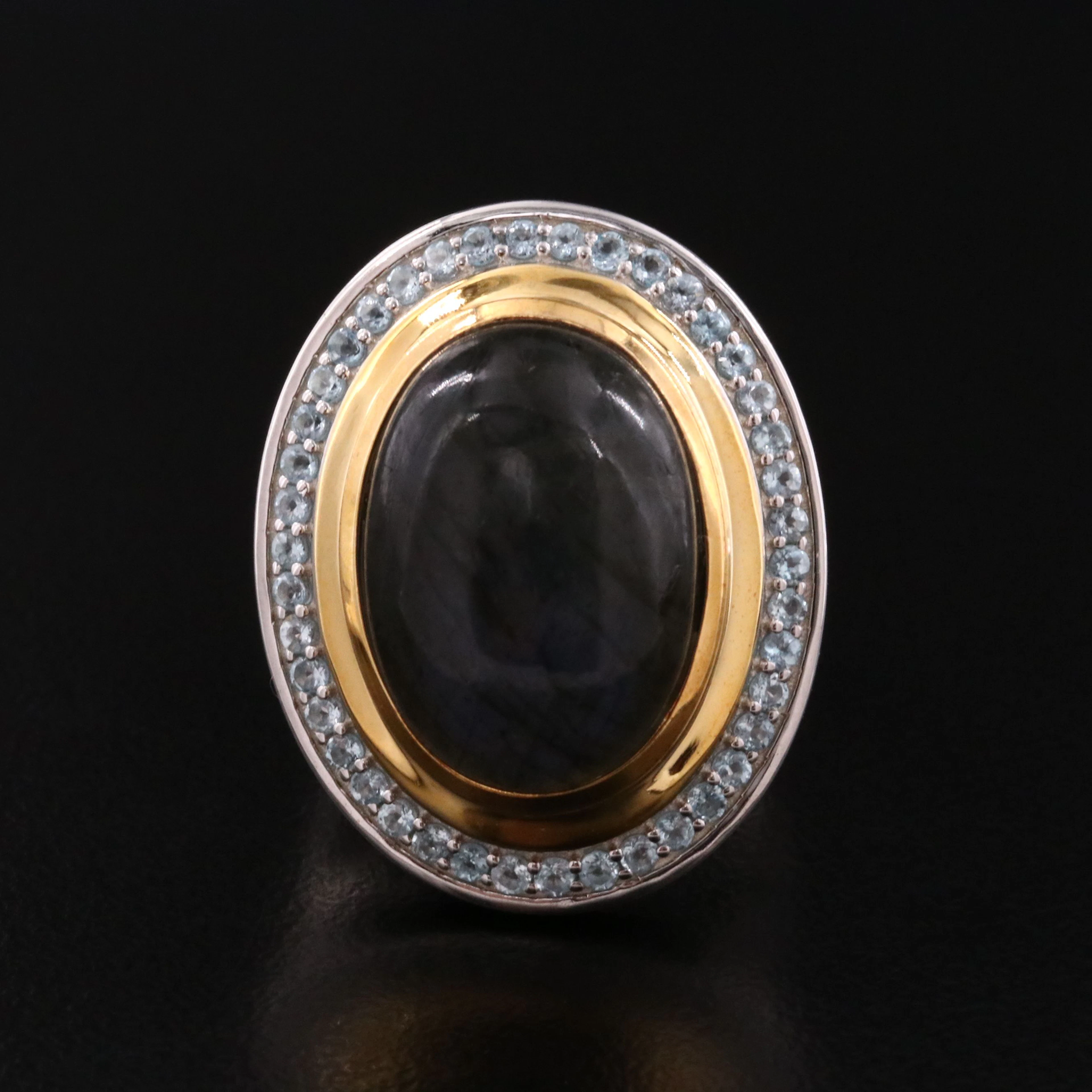 Sterling Labradorite and Blue Topaz Ring