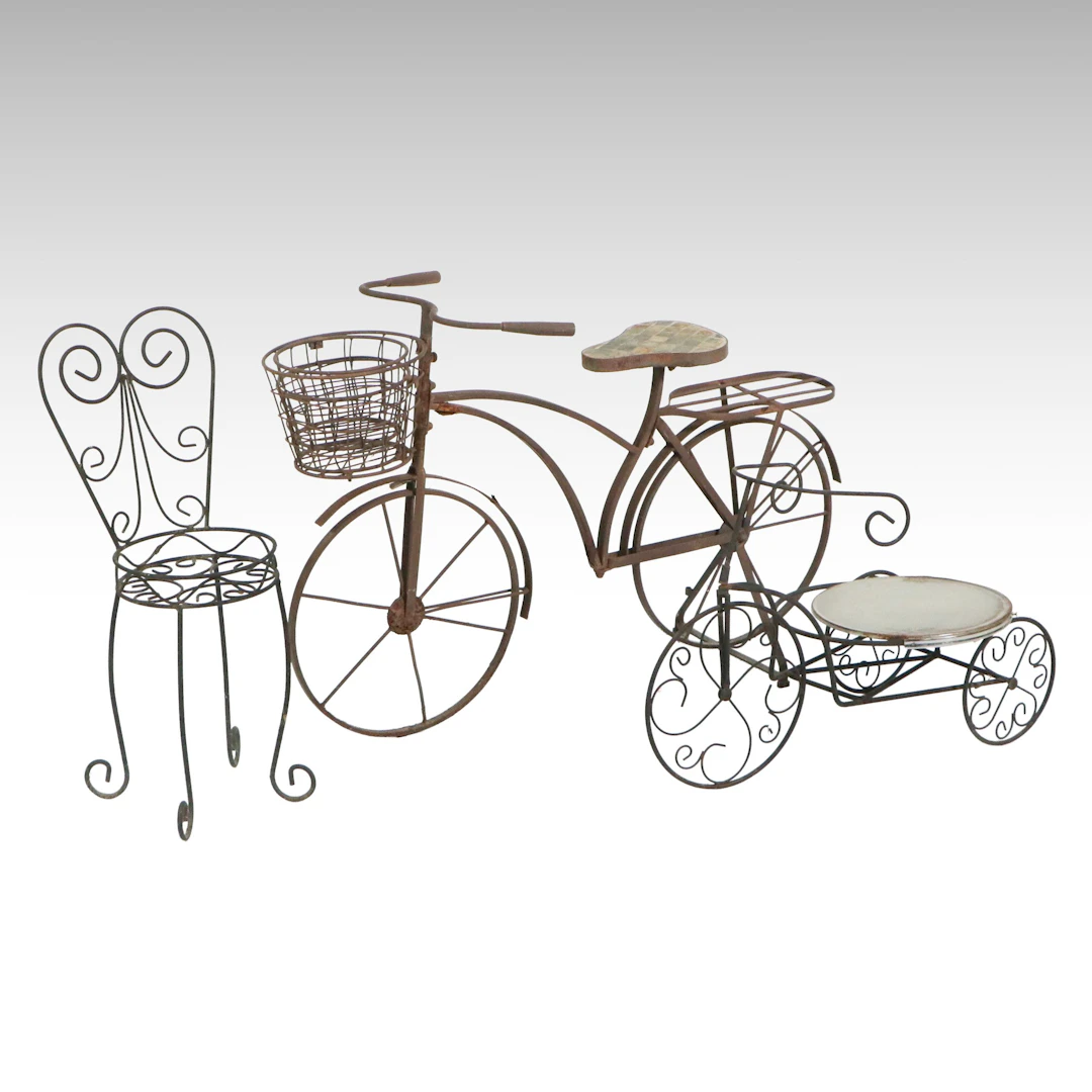 Bicycle Form and Other Metal Wire Plant Stands