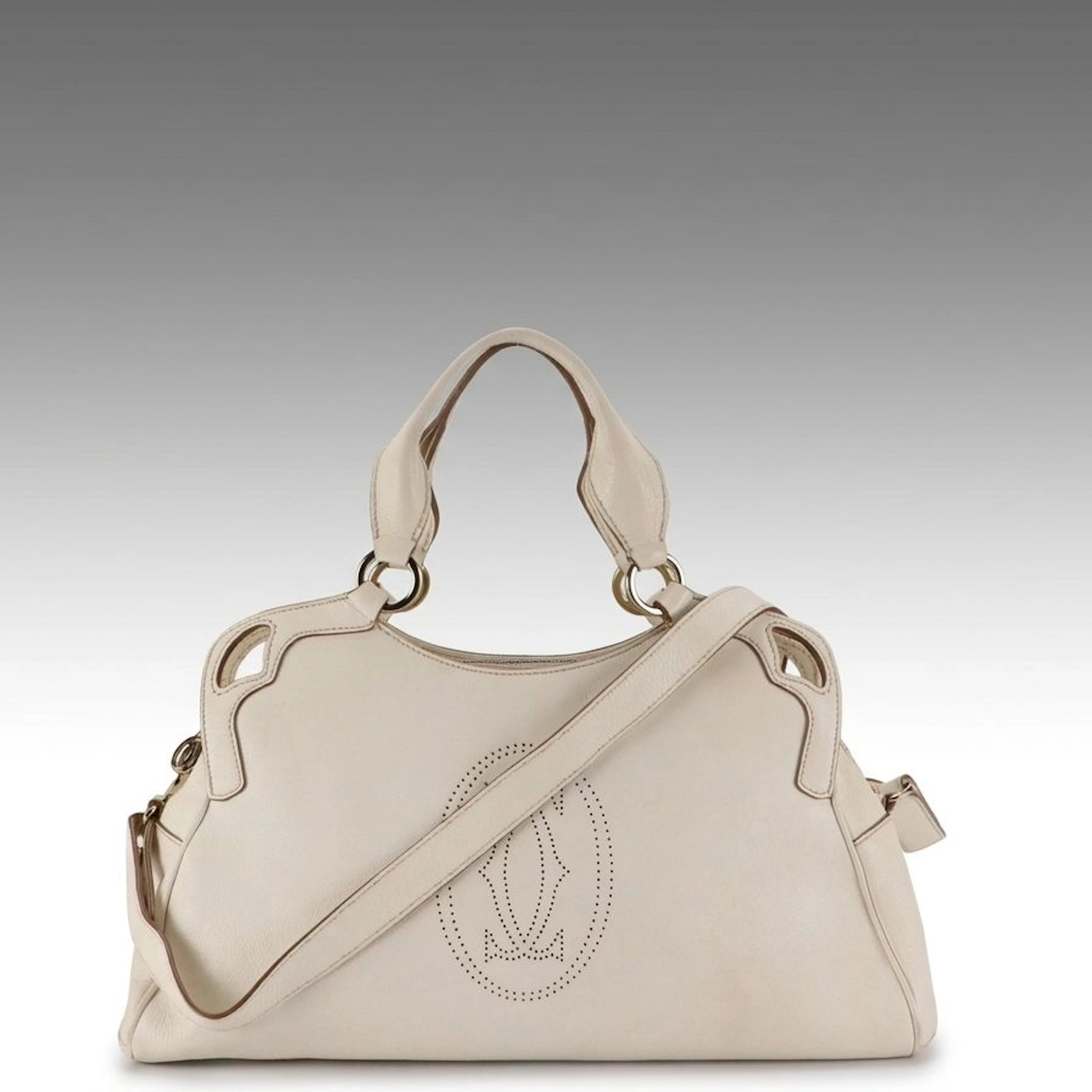 Cartier Marcello de Cartier Grained Leather Two-Way Bag with Perforated Logo