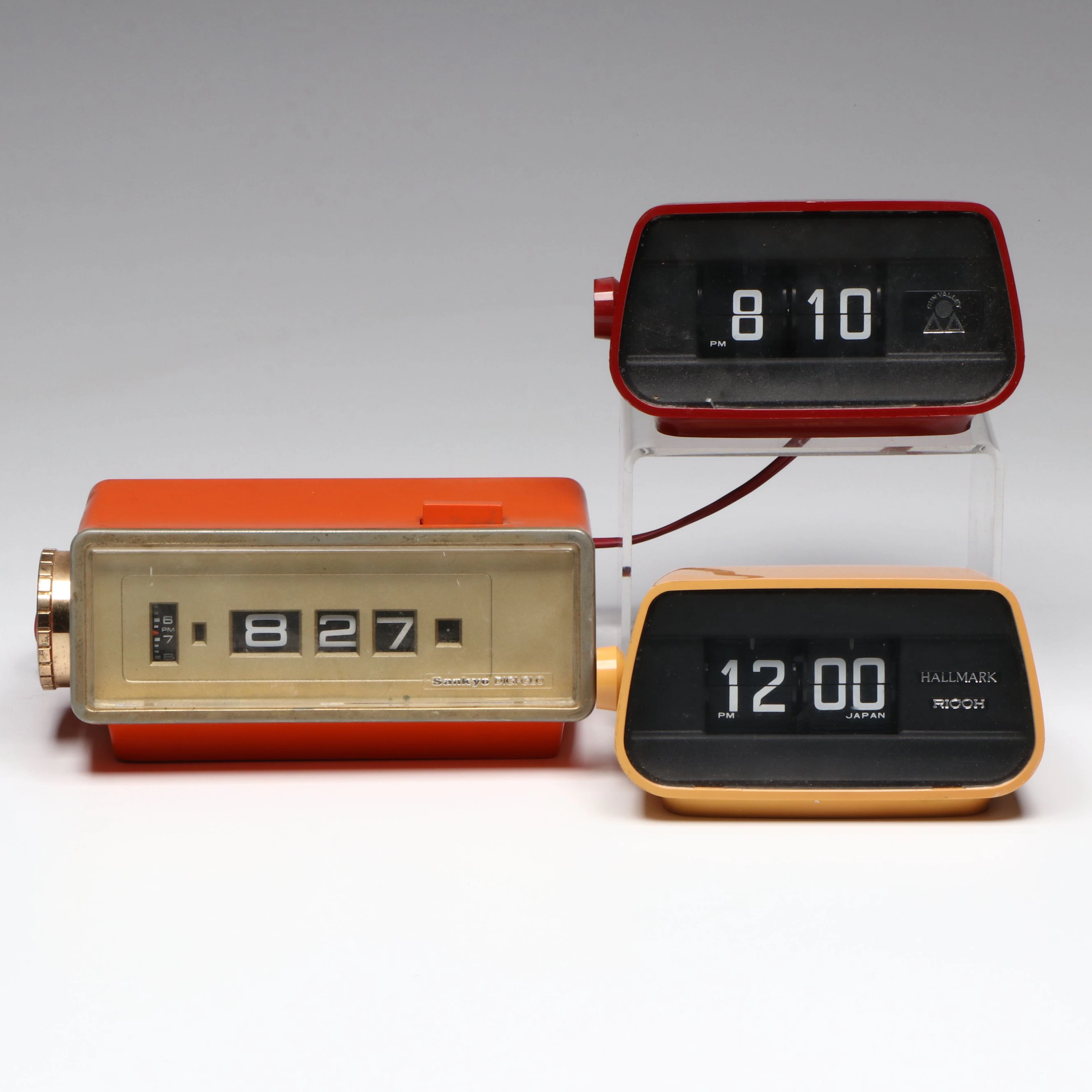 Sun Valley, Sankyo Digi-Glo, and Hallmark Ricoh Alarm Clocks, Vintage