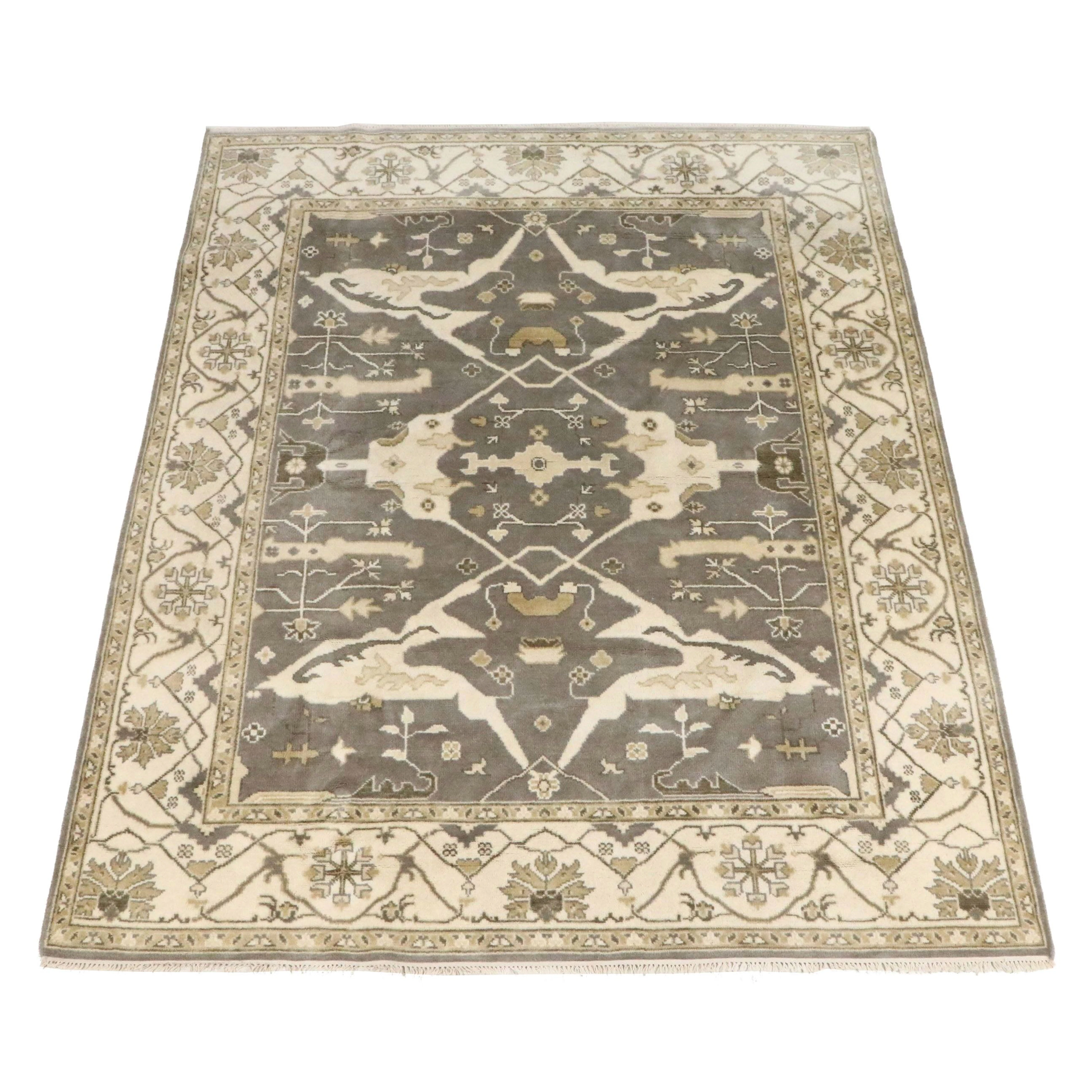 7'11 x 10'1 Hand-Knotted Indo-Turkish Oushak Area Rug