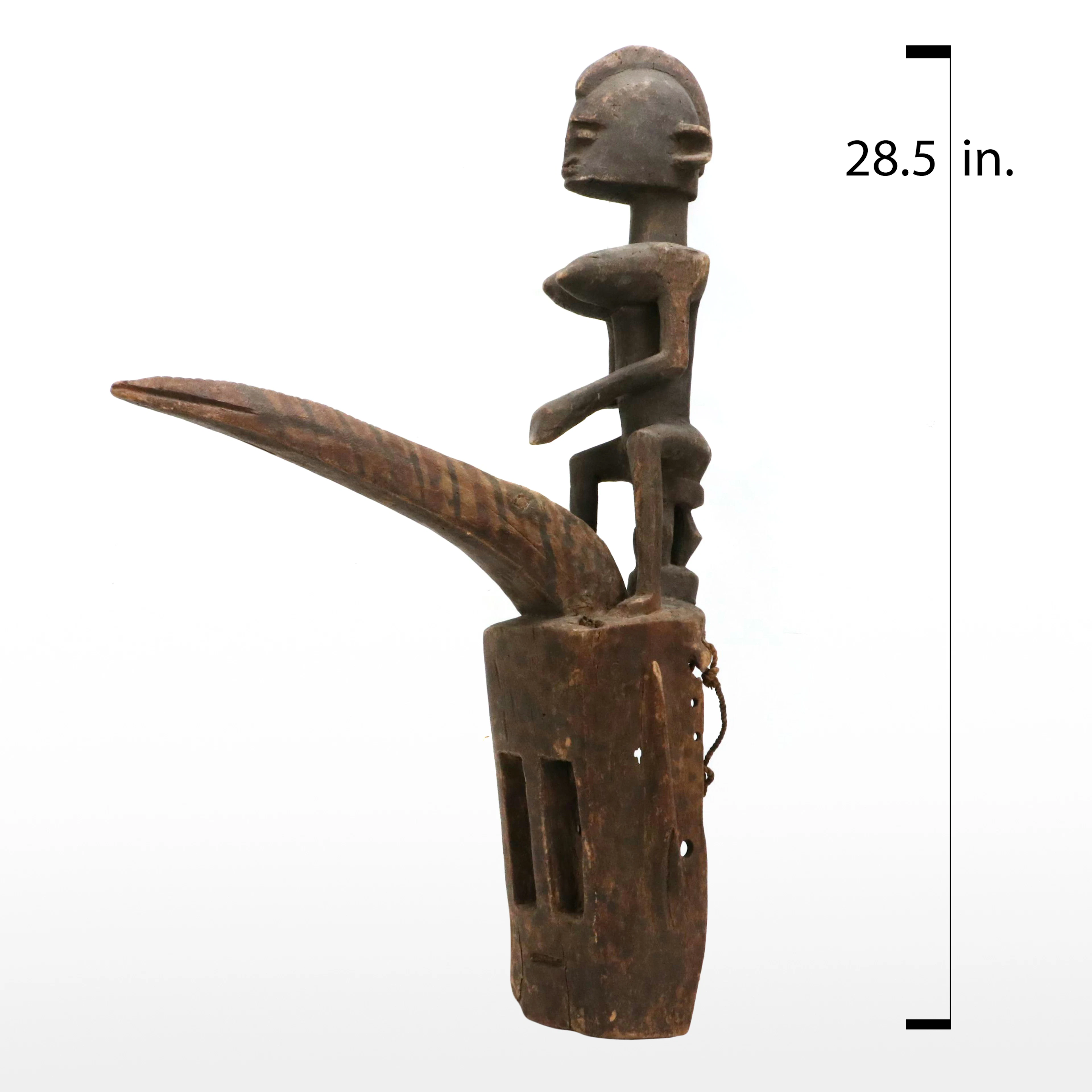 West African Mali Dogon Carved Wooden Figural Mask
