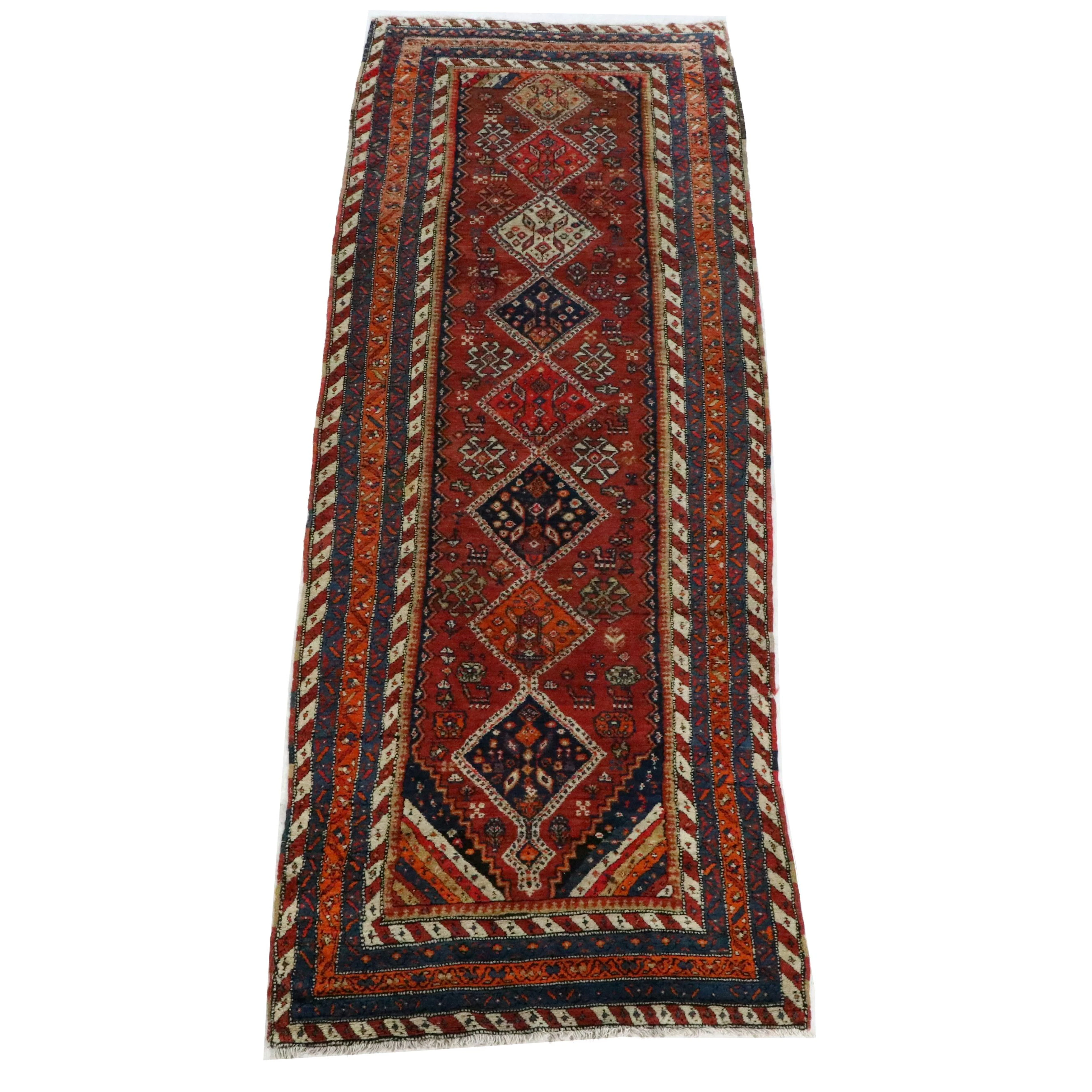 3'11 x 11'1 Hand-Knotted Persian Shiraz Long Rug