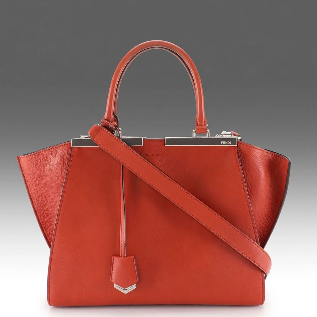 Fendi 3Jours Two-Way Satchel Bag in Burnt Orange Calfskin Leather