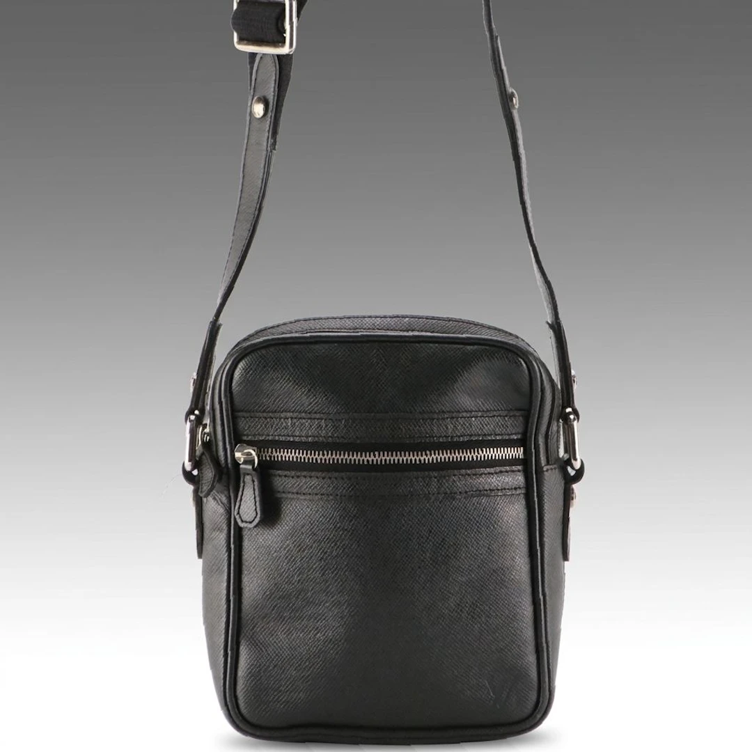Louis Vuitton Dimitri Crossboy Bag in Black Taïga Leather