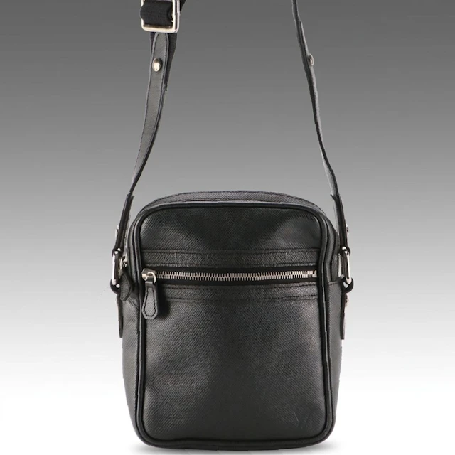 Louis Vuitton Dimitri Crossboy Bag in Black Taïga Leather