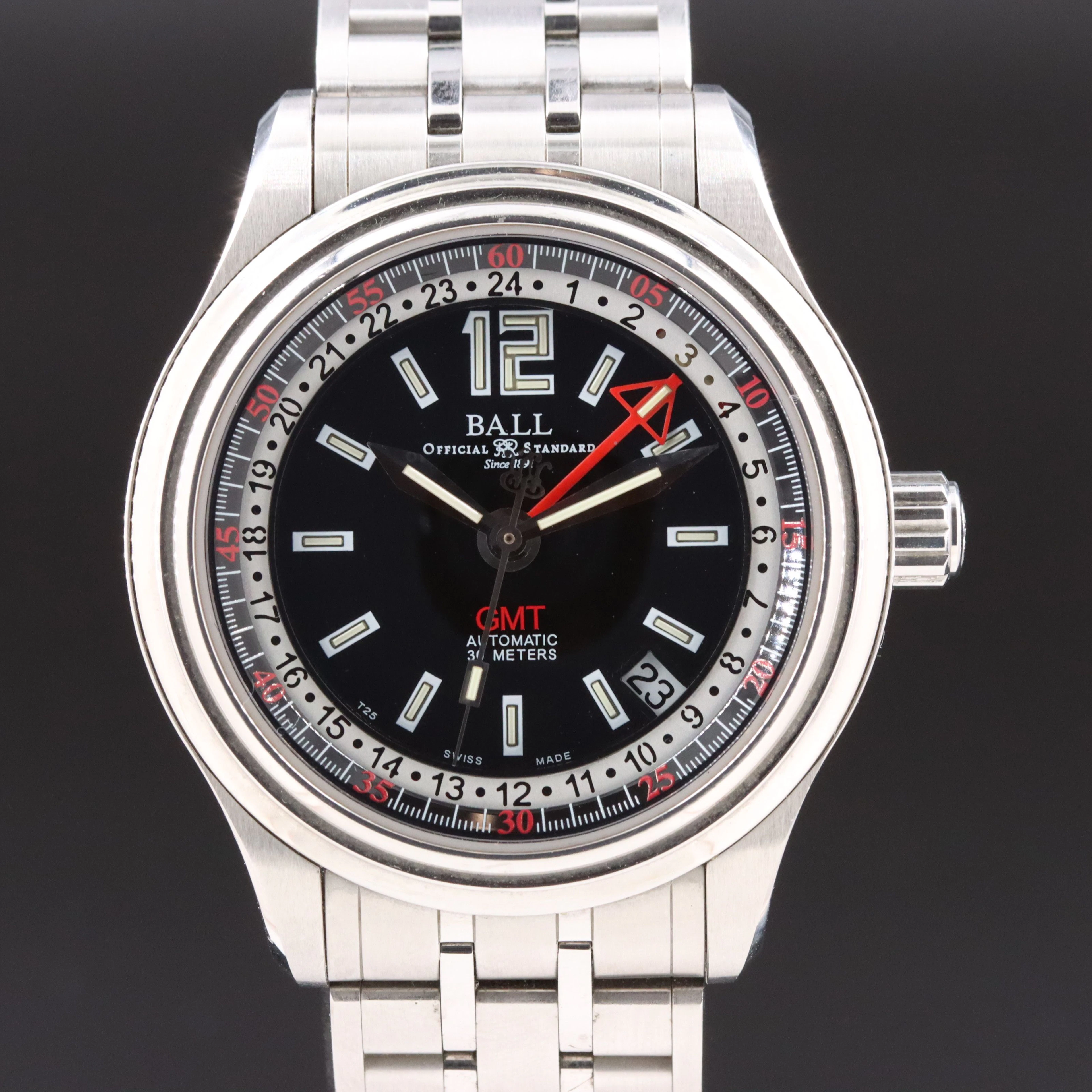 Ball Trainmaster GMT 38mm Automatic Watch GM1038C-SJ-BK