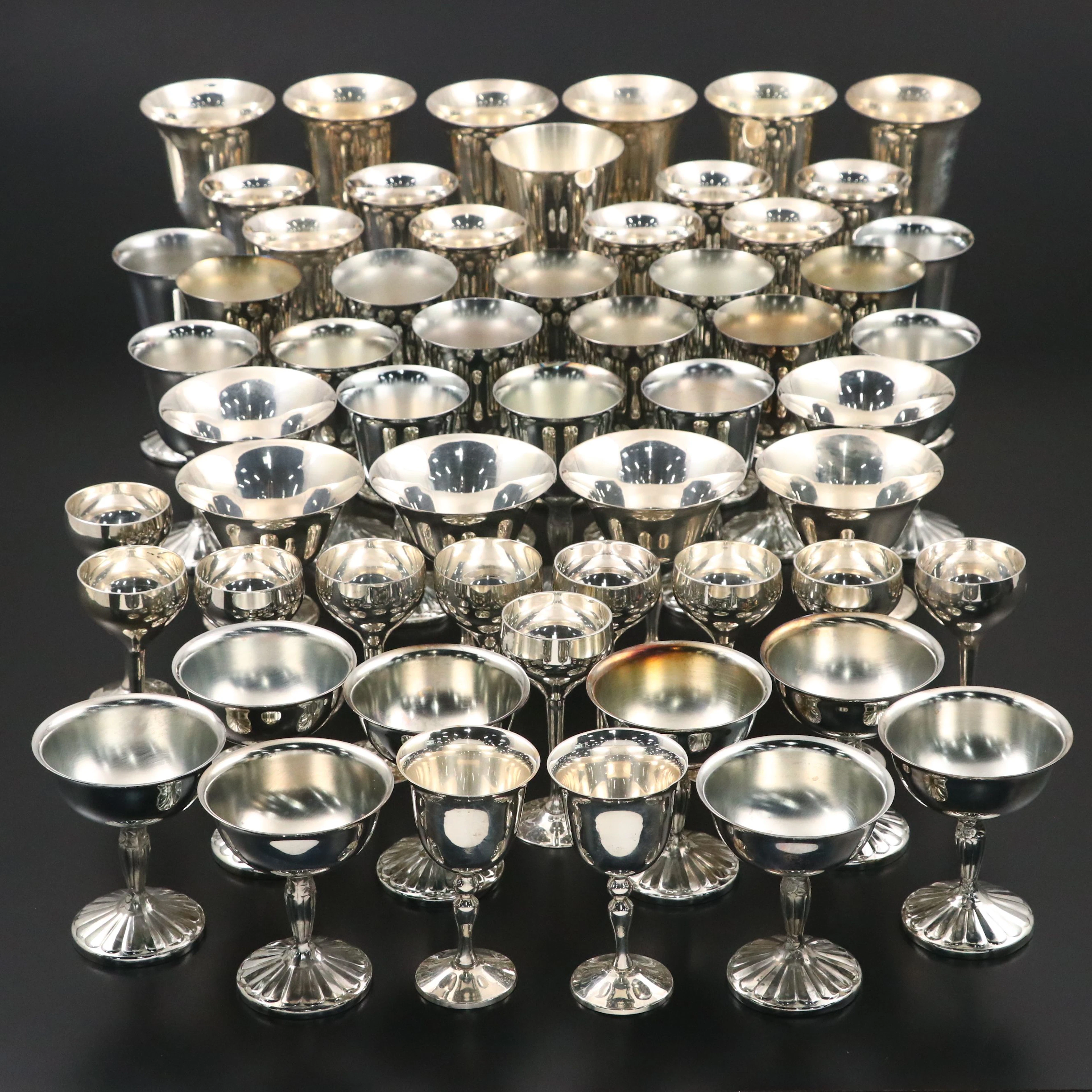 International Silver Co., Towle, and More Silver Plate Goblets and Sherbets