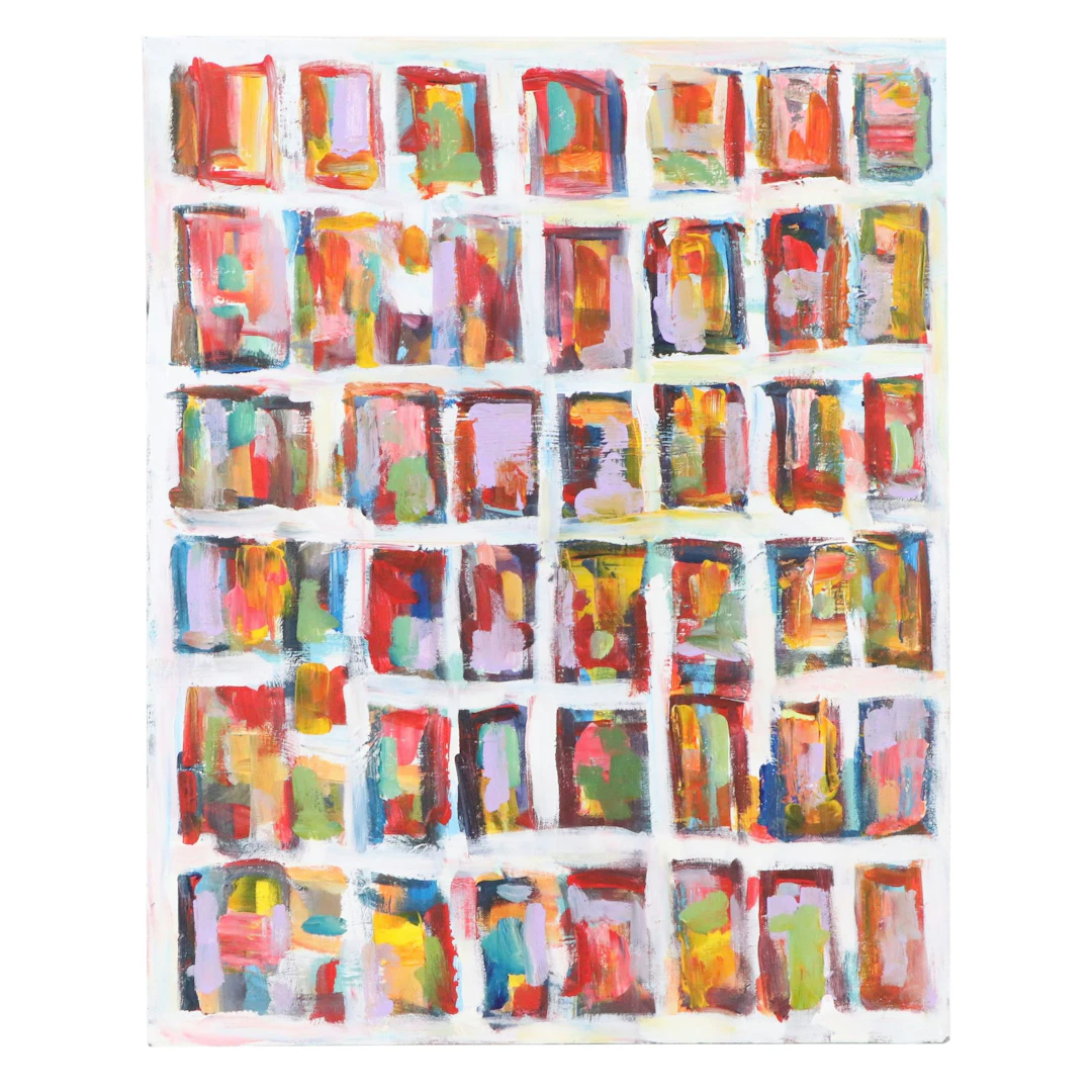 Leif Janek Abstract Geometric Acrylic Painting, 21st Century