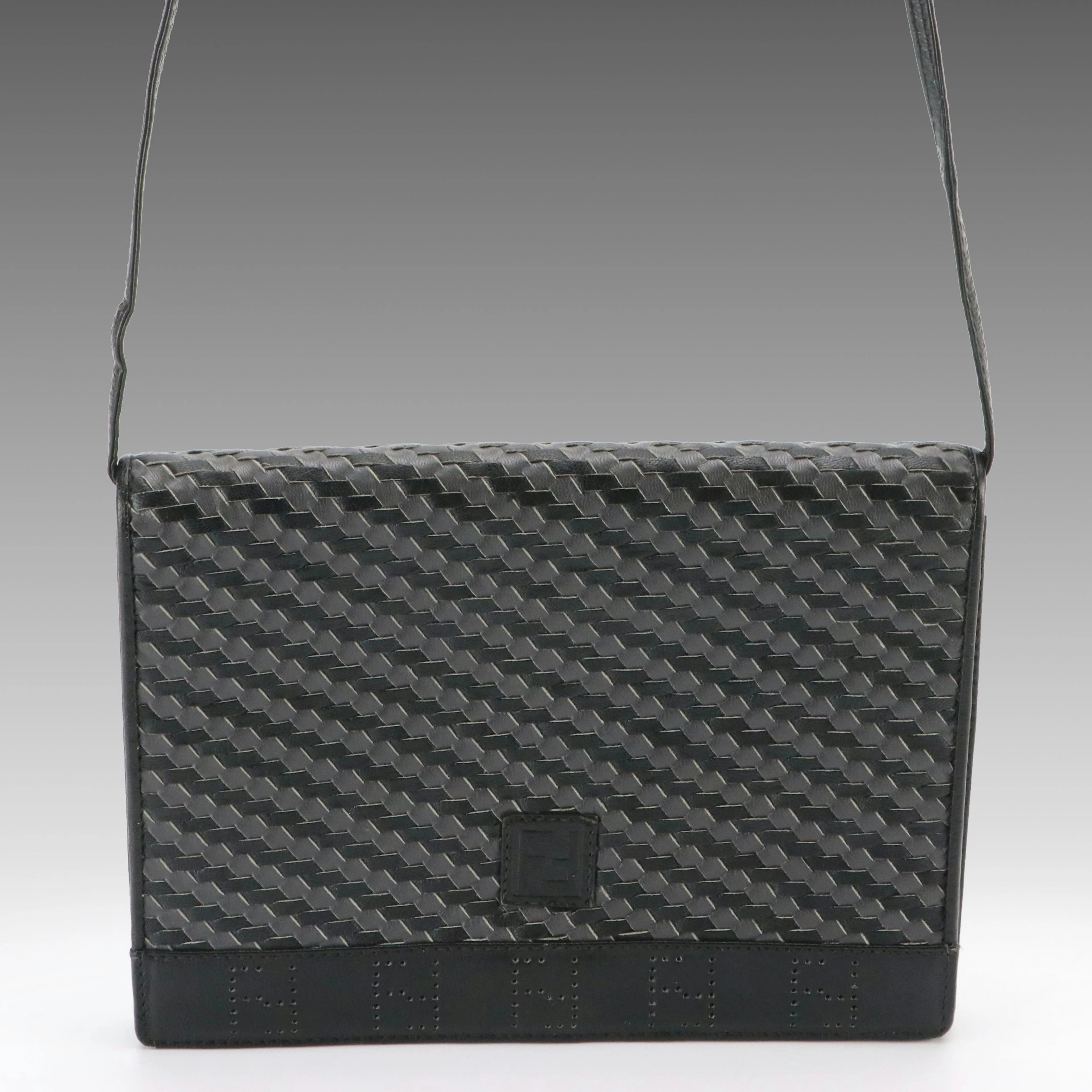 Fendi Clutch/Shoulder Bag in Woven Leather, Vintage