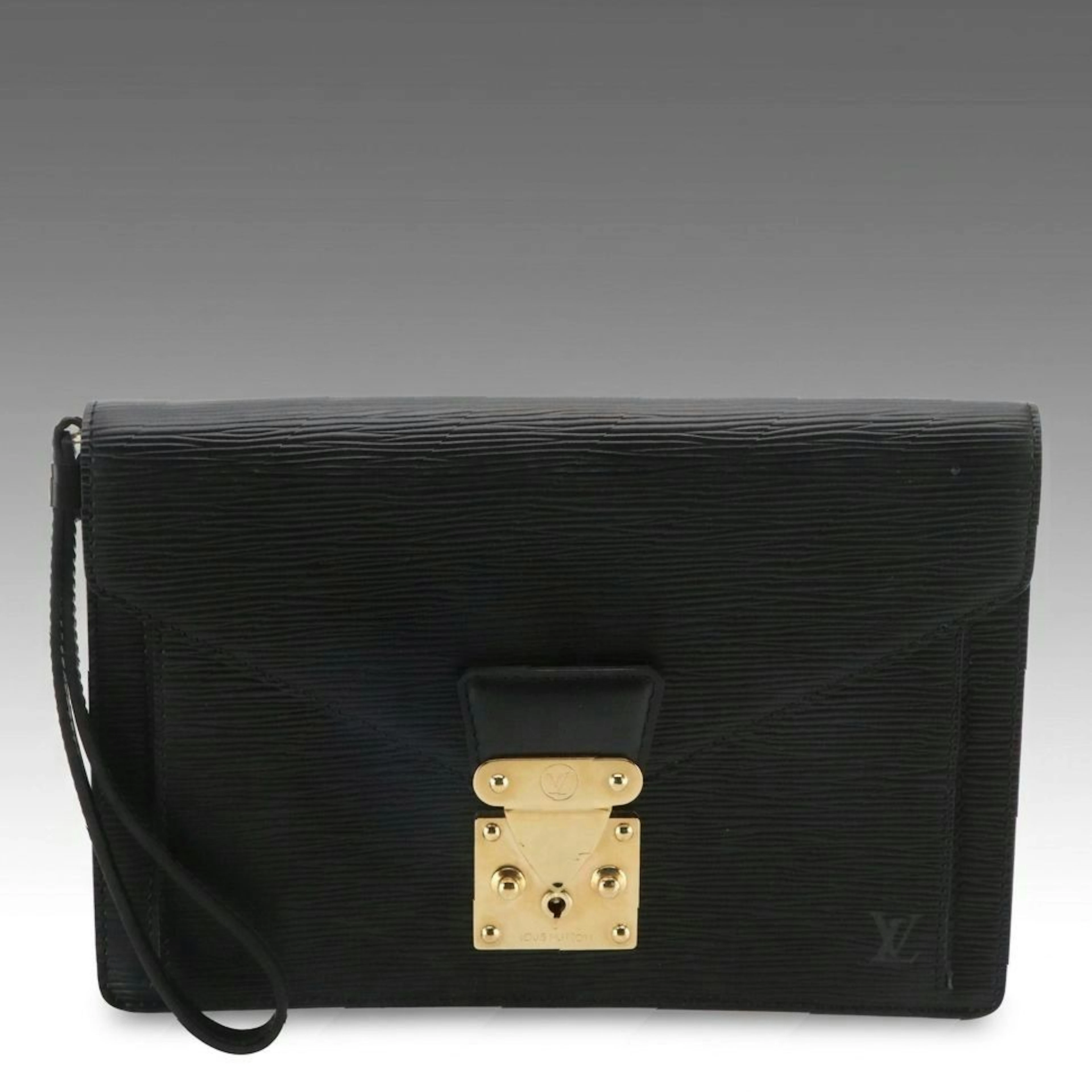 Louis Vuitton Sellier Dragonne Wristlet Clutch in Black Epi Leather