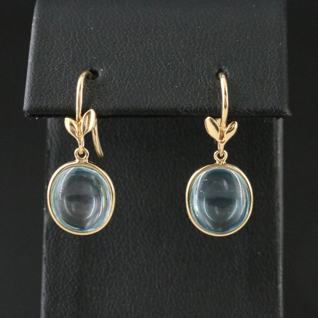 Paloma Picasso for Tiffany & Co. 18K Blue Topaz Olive Leaf Drop Earrings