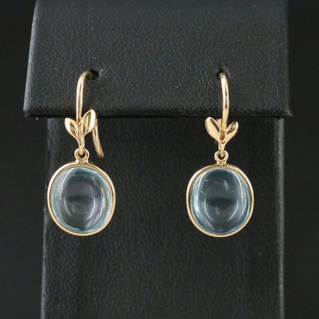 Paloma Picasso for Tiffany & Co. 18K Blue Topaz Olive Leaf Drop Earrings