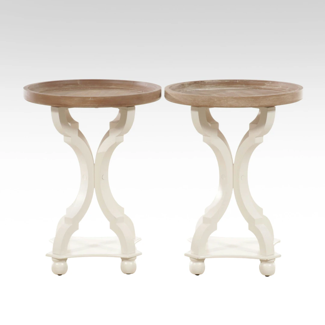 Pair of Coastal Style Hourglass Side Tables, Late 20th to Early 21st Century