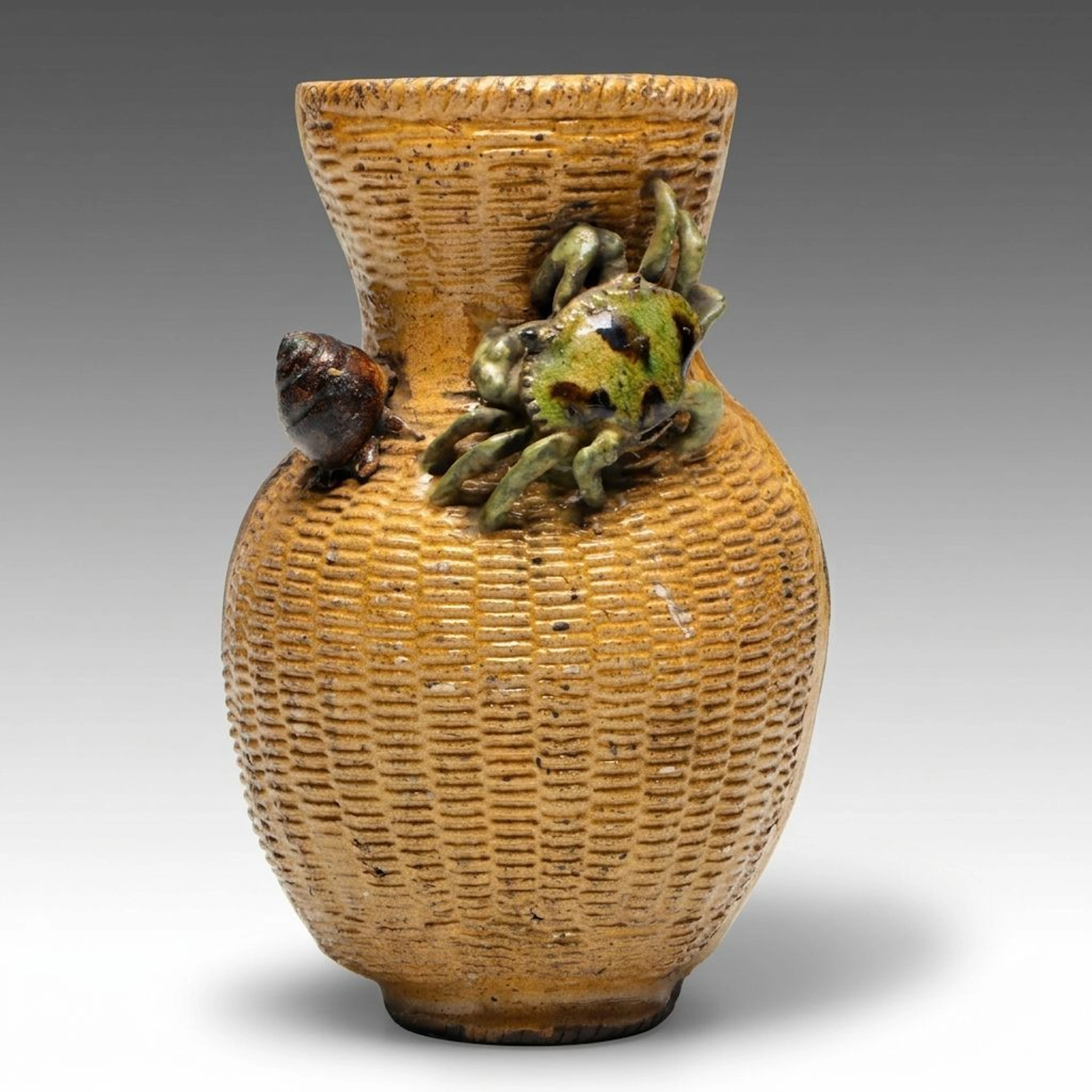 Japanese Seto Style Ceramic Wall Pocket, Late 19th/Early 20th Century