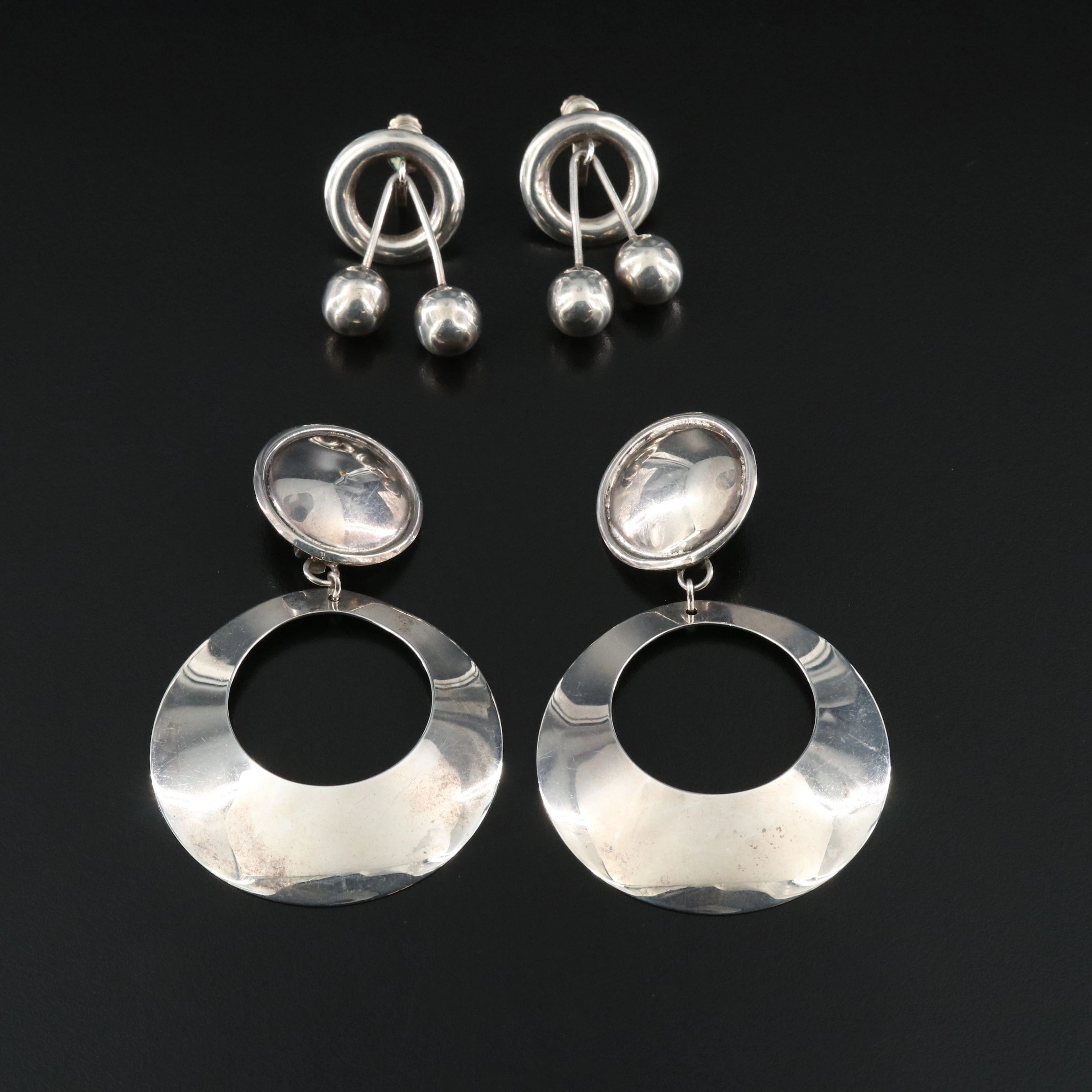 Sterling Disc and Door Knocker Earrings Featuring Mexican Made