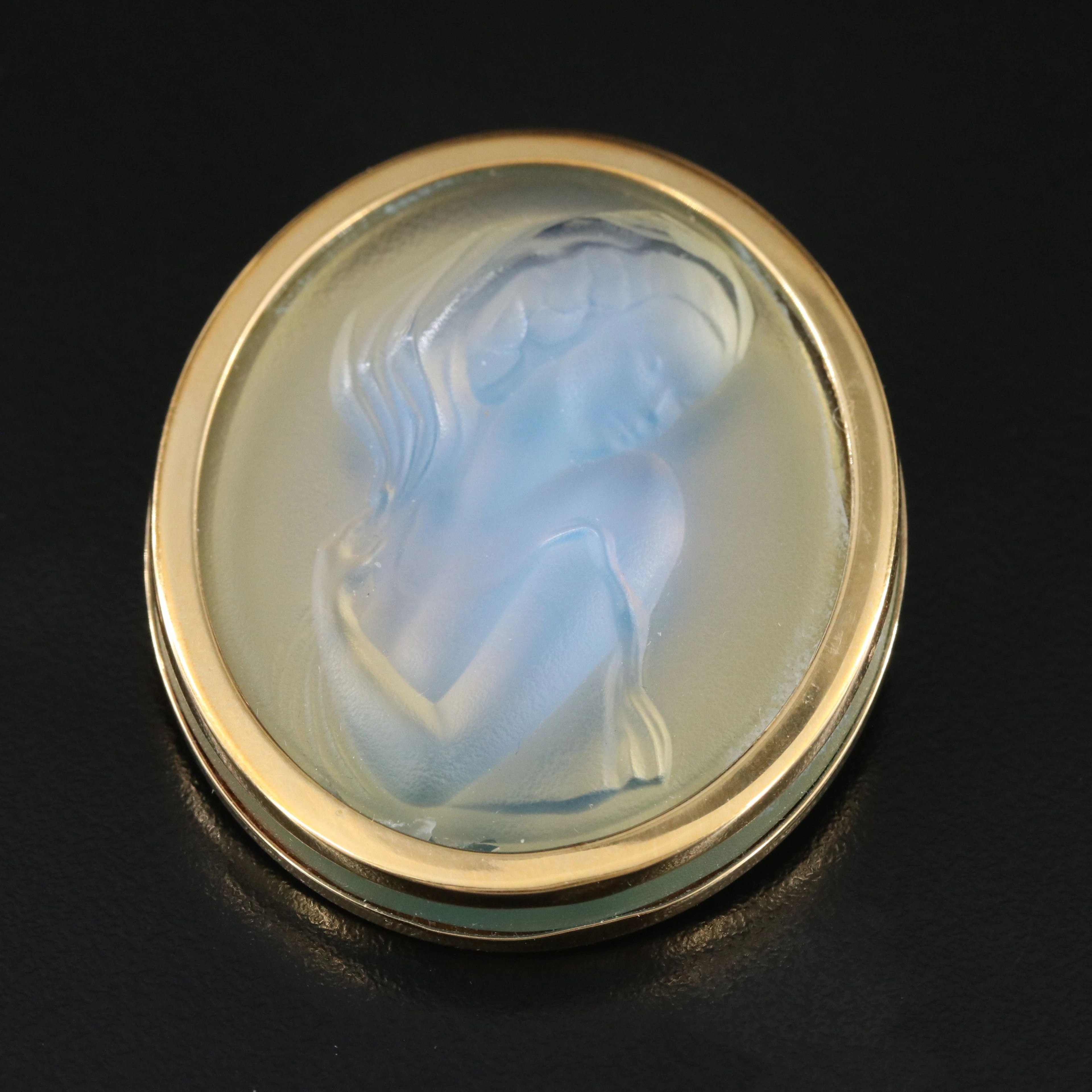 Lalique Lady Clemence Opalescent Crystal Brooch