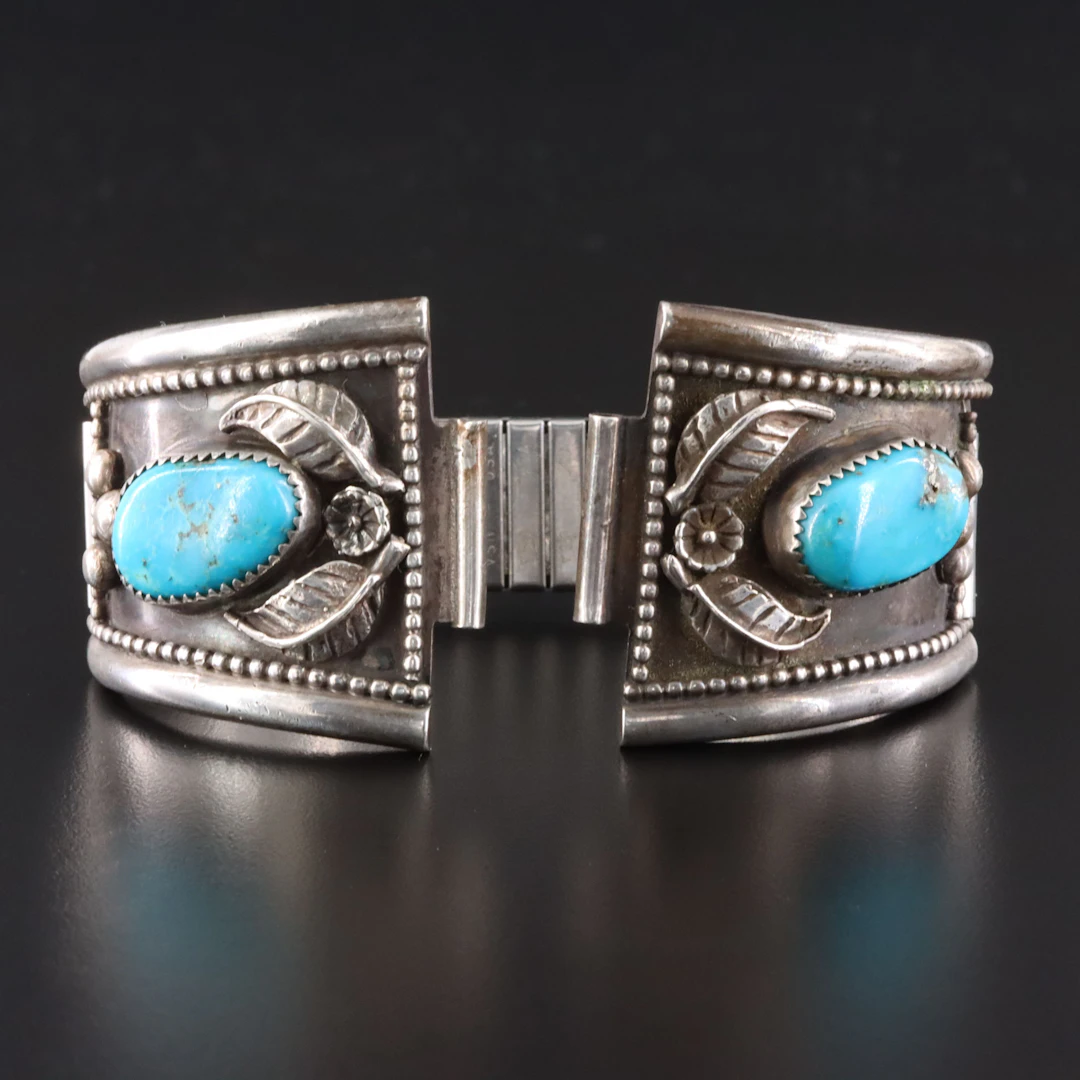 Southwestern Watch Band with Sterling Turquoise Tips
