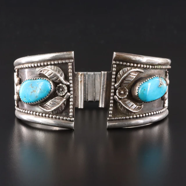 Southwestern Watch Band with Sterling Turquoise Tips