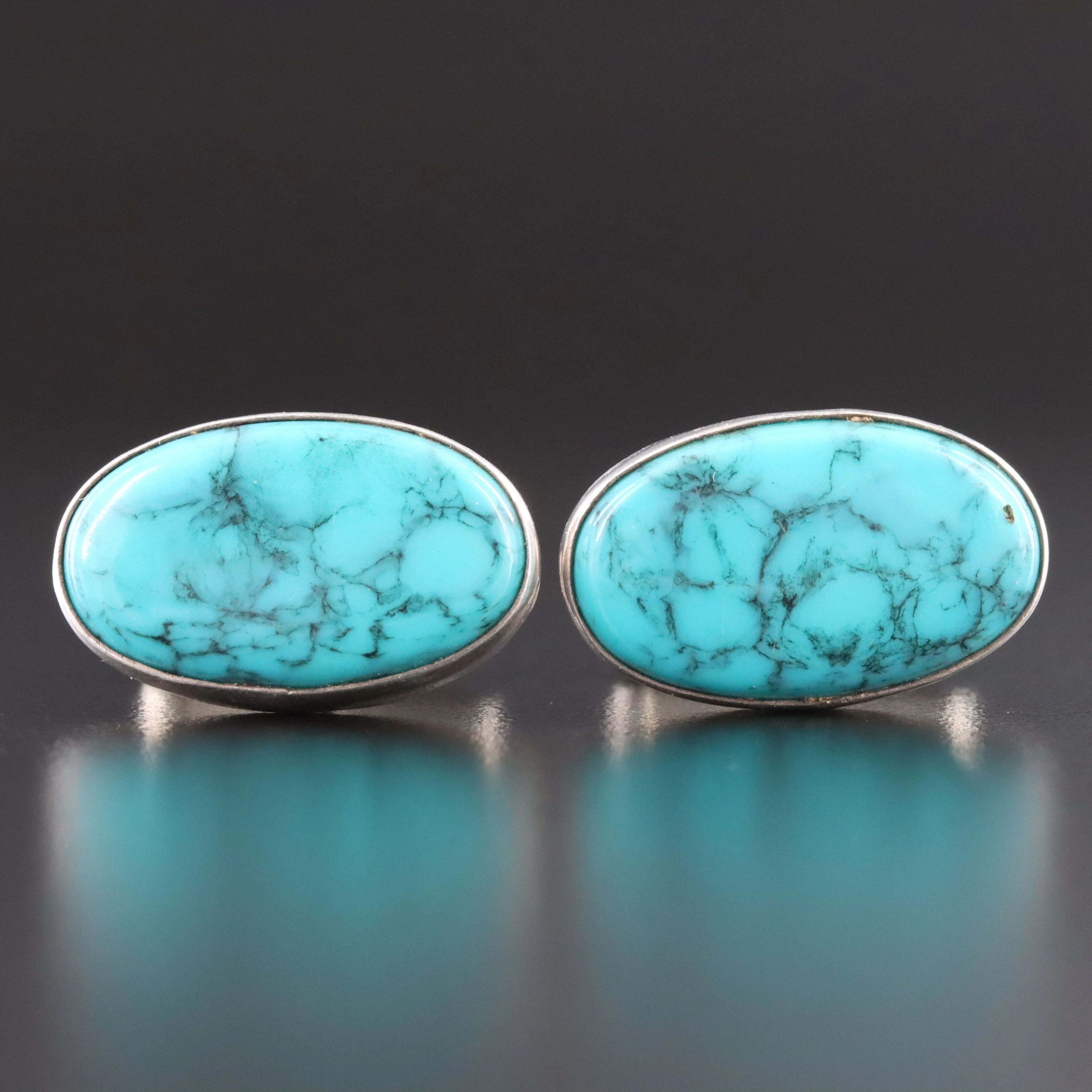 Plata Real Mexican Sterling Turquoise Cufflinks