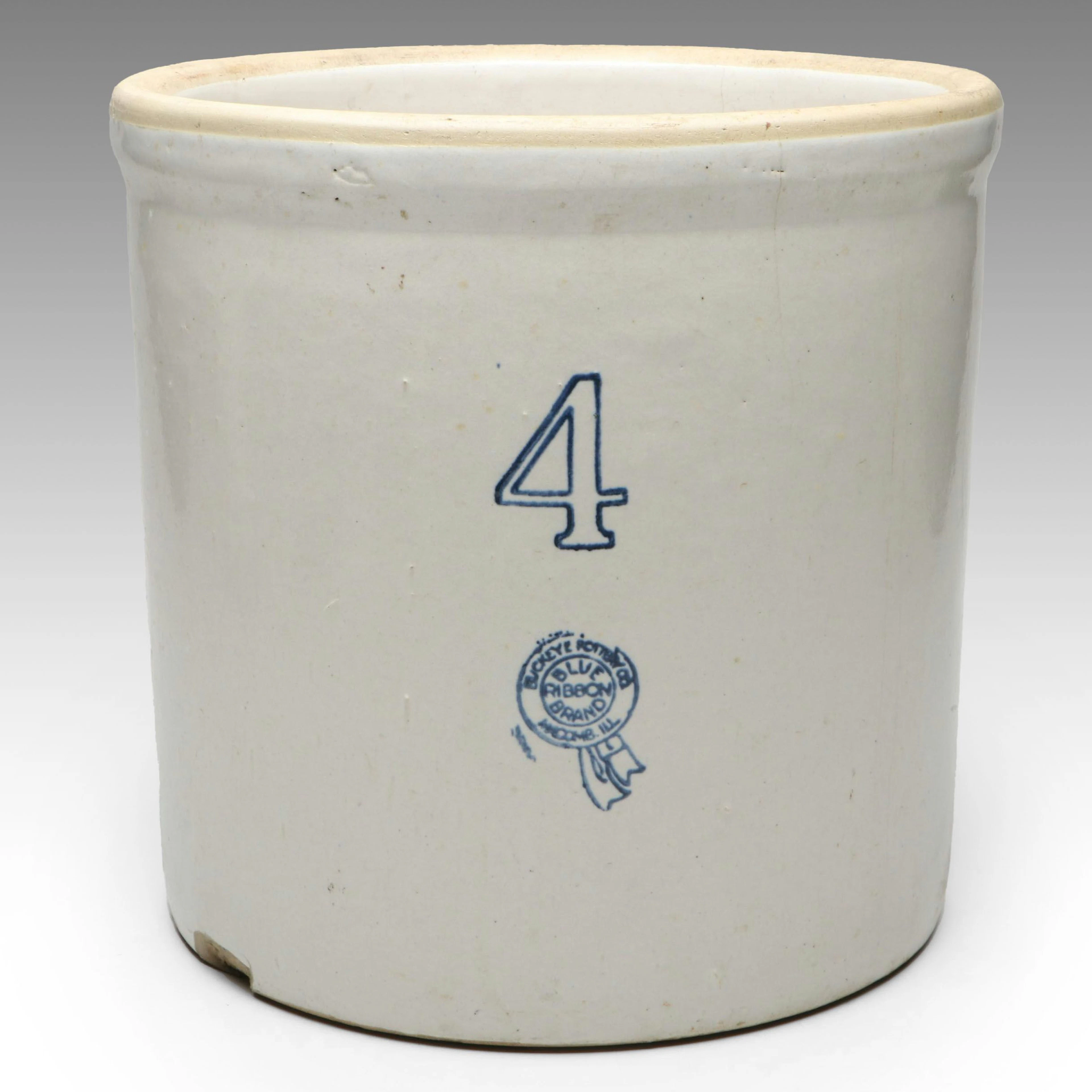 Buckeye Pottery Co. 4 Gallon Ceramic Crock, Late 19th/ Early 20th C.